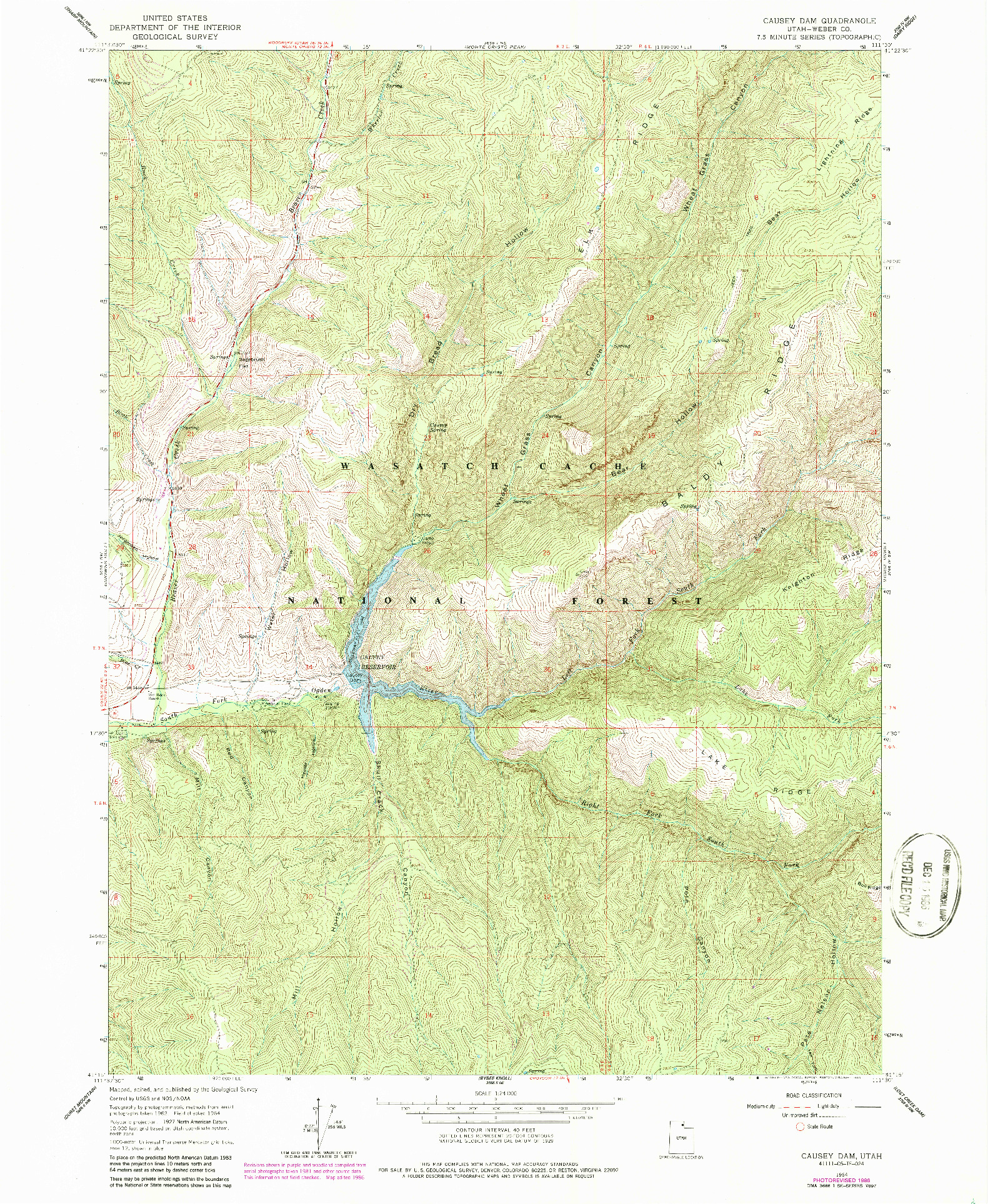 USGS 1:24000-SCALE QUADRANGLE FOR CAUSEY DAM, UT 1964