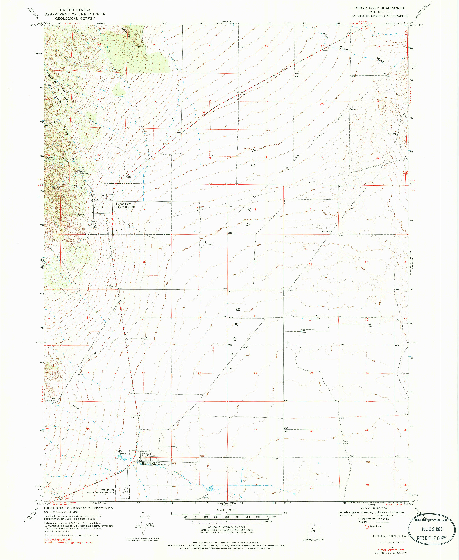 USGS 1:24000-SCALE QUADRANGLE FOR CEDAR FORT, UT 1975