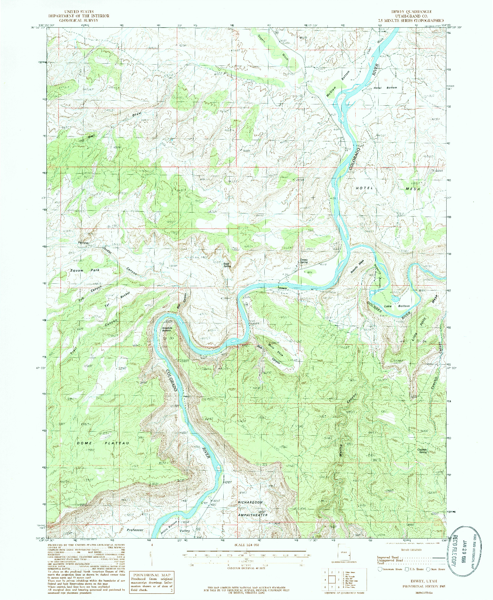 USGS 1:24000-SCALE QUADRANGLE FOR DEWEY, UT 1985
