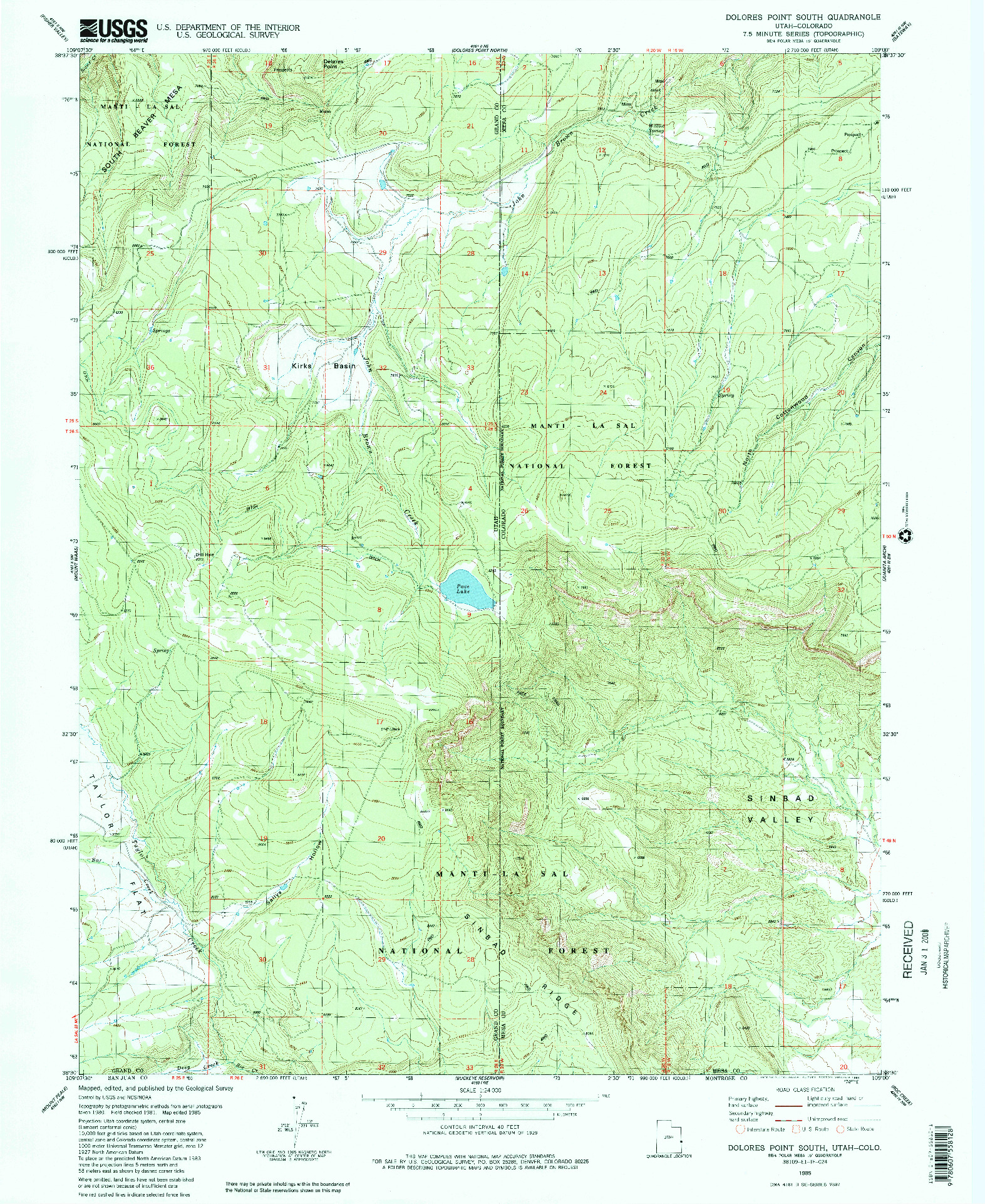 USGS 1:24000-SCALE QUADRANGLE FOR DOLORES POINT SOUTH, UT 1985