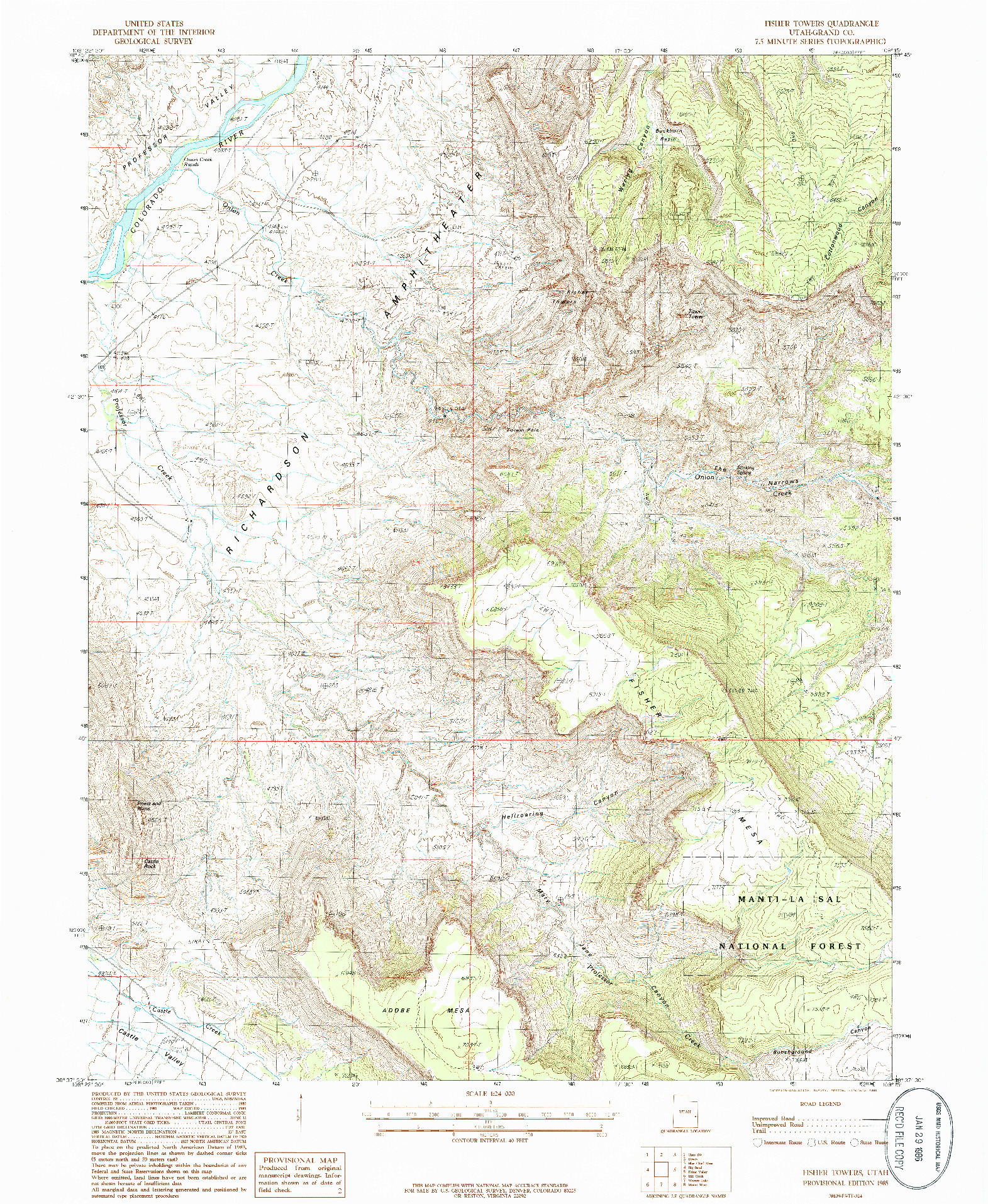USGS 1:24000-SCALE QUADRANGLE FOR FISHER TOWERS, UT 1985