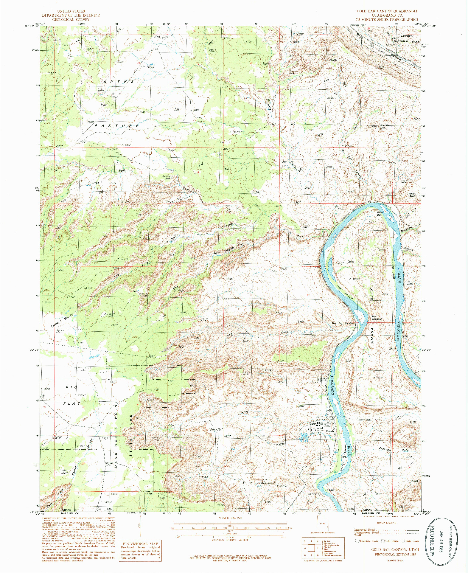 USGS 1:24000-SCALE QUADRANGLE FOR GOLD BAR CANYON, UT 1985