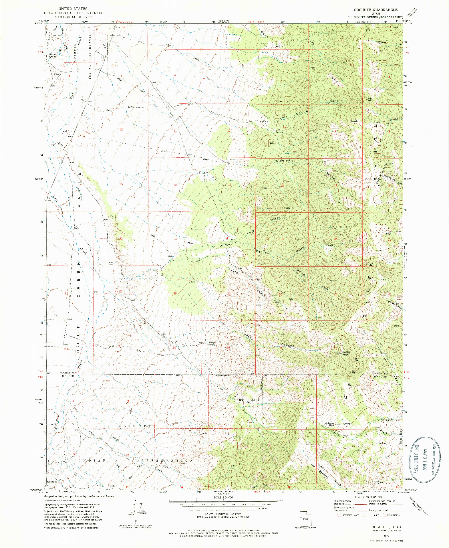 USGS 1:24000-SCALE QUADRANGLE FOR GOSHUTE, UT 1972