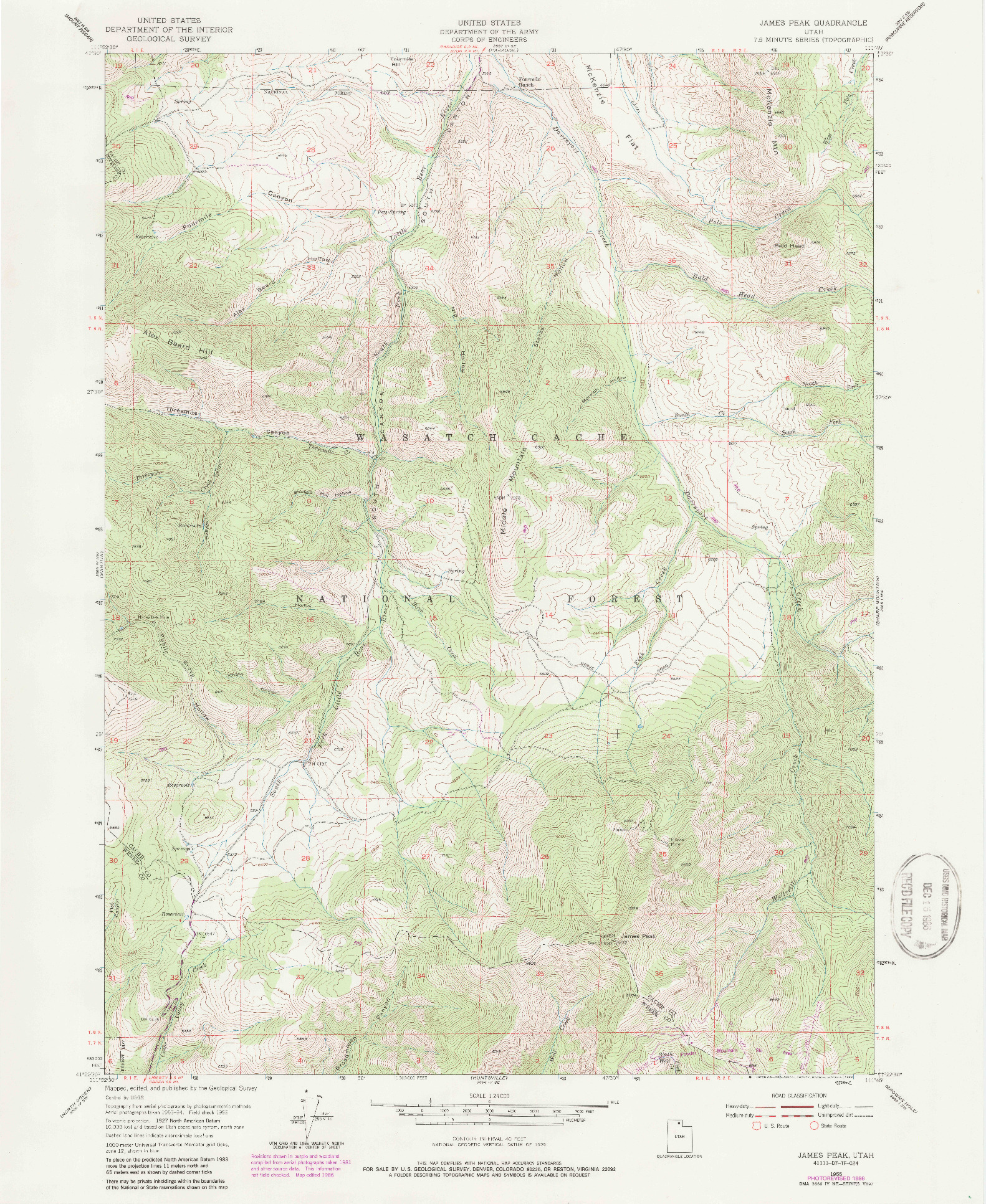 USGS 1:24000-SCALE QUADRANGLE FOR JAMES PEAK, UT 1955