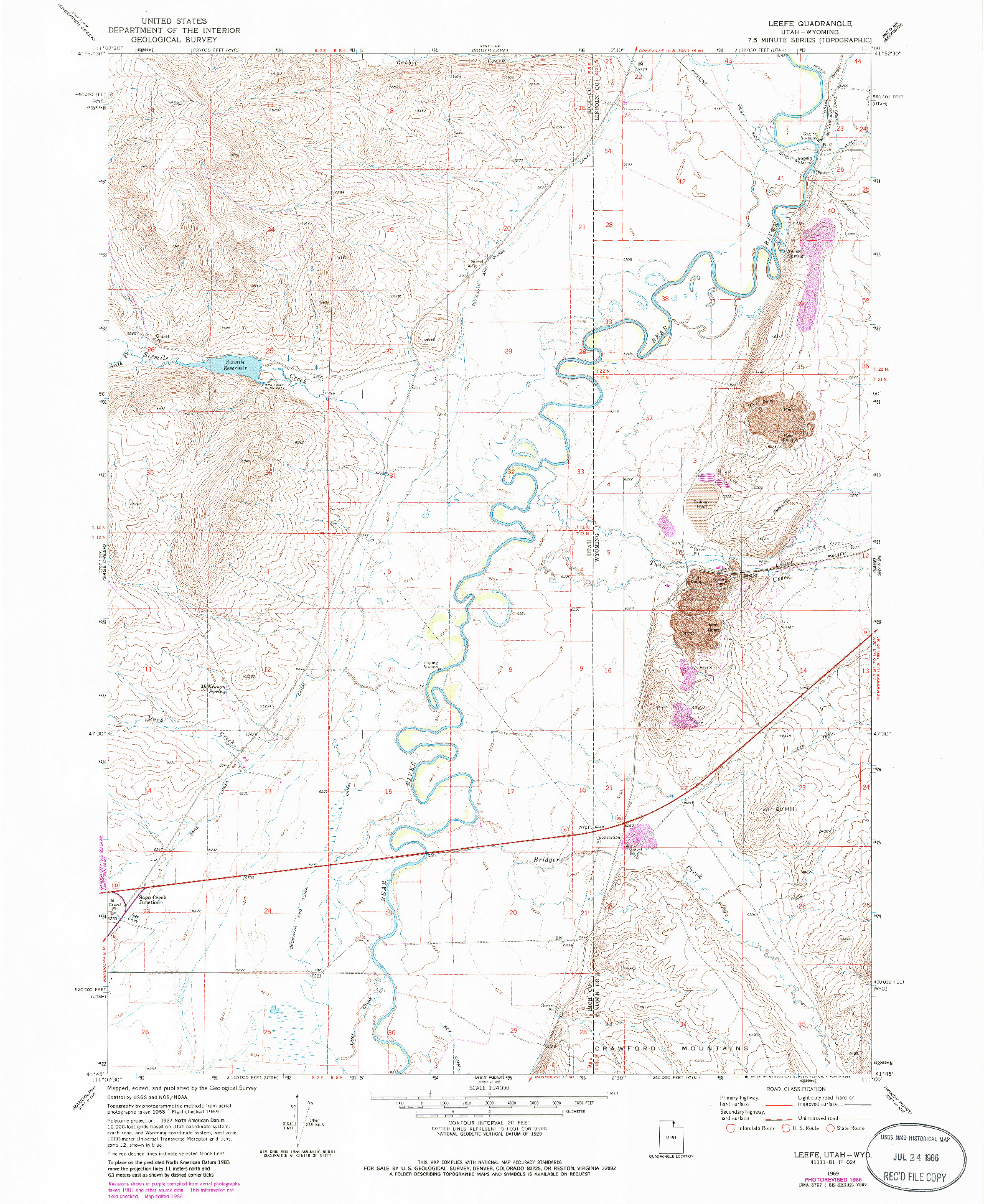 USGS 1:24000-SCALE QUADRANGLE FOR LEEFE, UT 1969