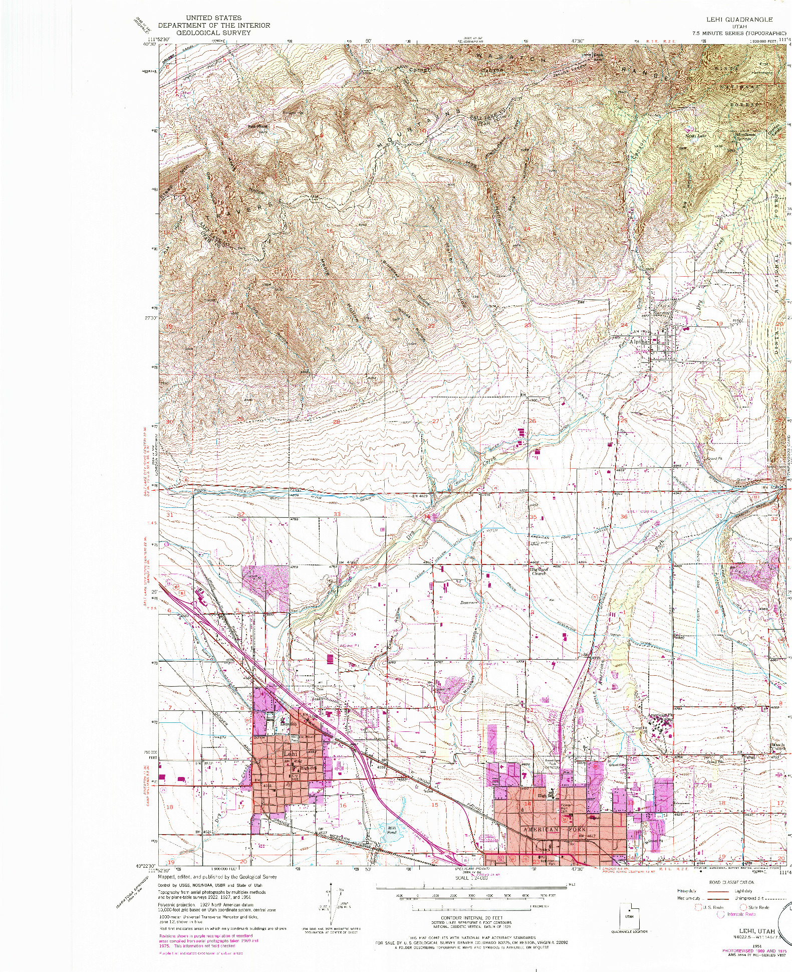 USGS 1:24000-SCALE QUADRANGLE FOR LEHI, UT 1951