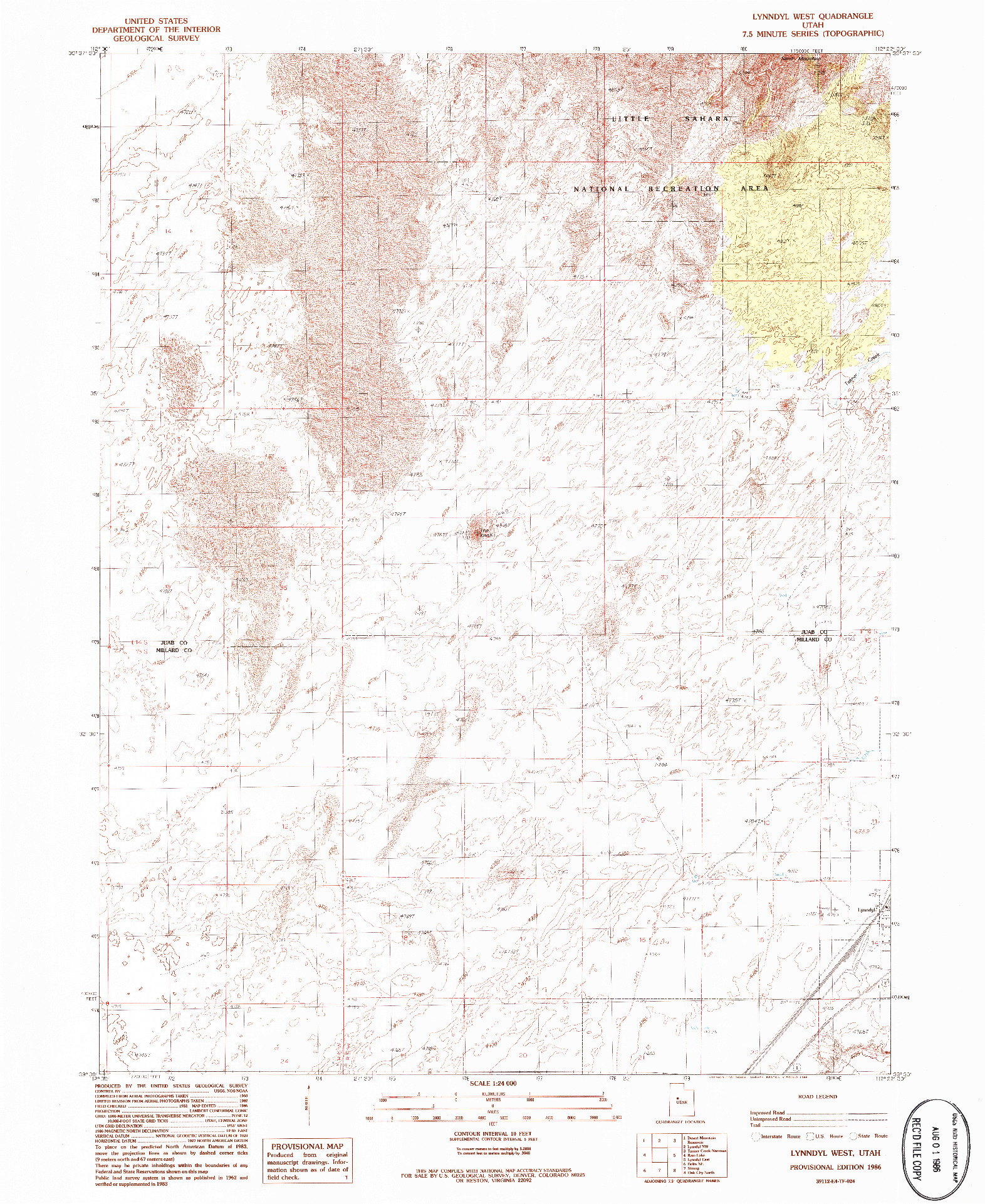 USGS 1:24000-SCALE QUADRANGLE FOR LYNNDYL WEST, UT 1986