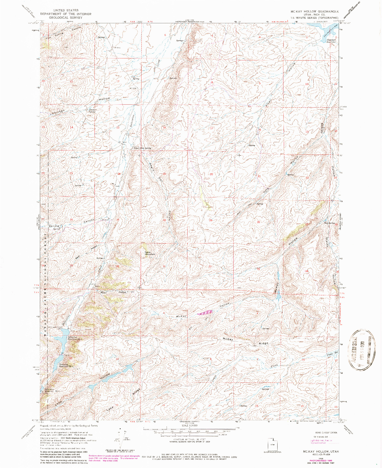 USGS 1:24000-SCALE QUADRANGLE FOR MC KAY HOLLOW, UT 1968