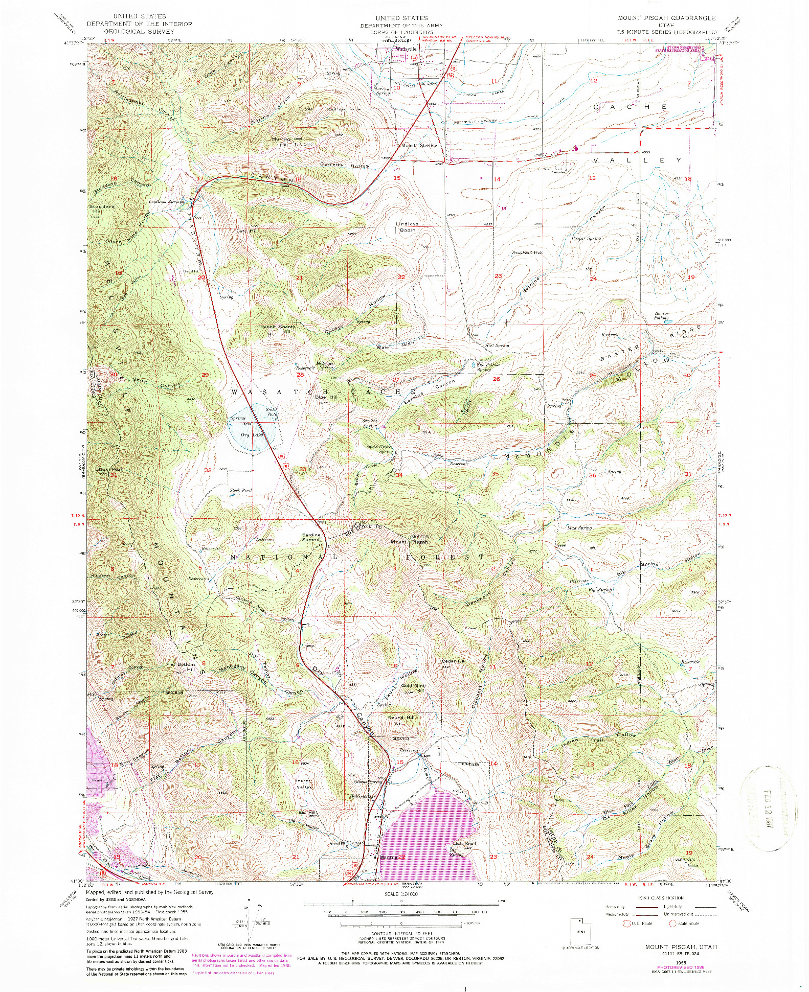 USGS 1:24000-SCALE QUADRANGLE FOR MOUNT PISGAH, UT 1955