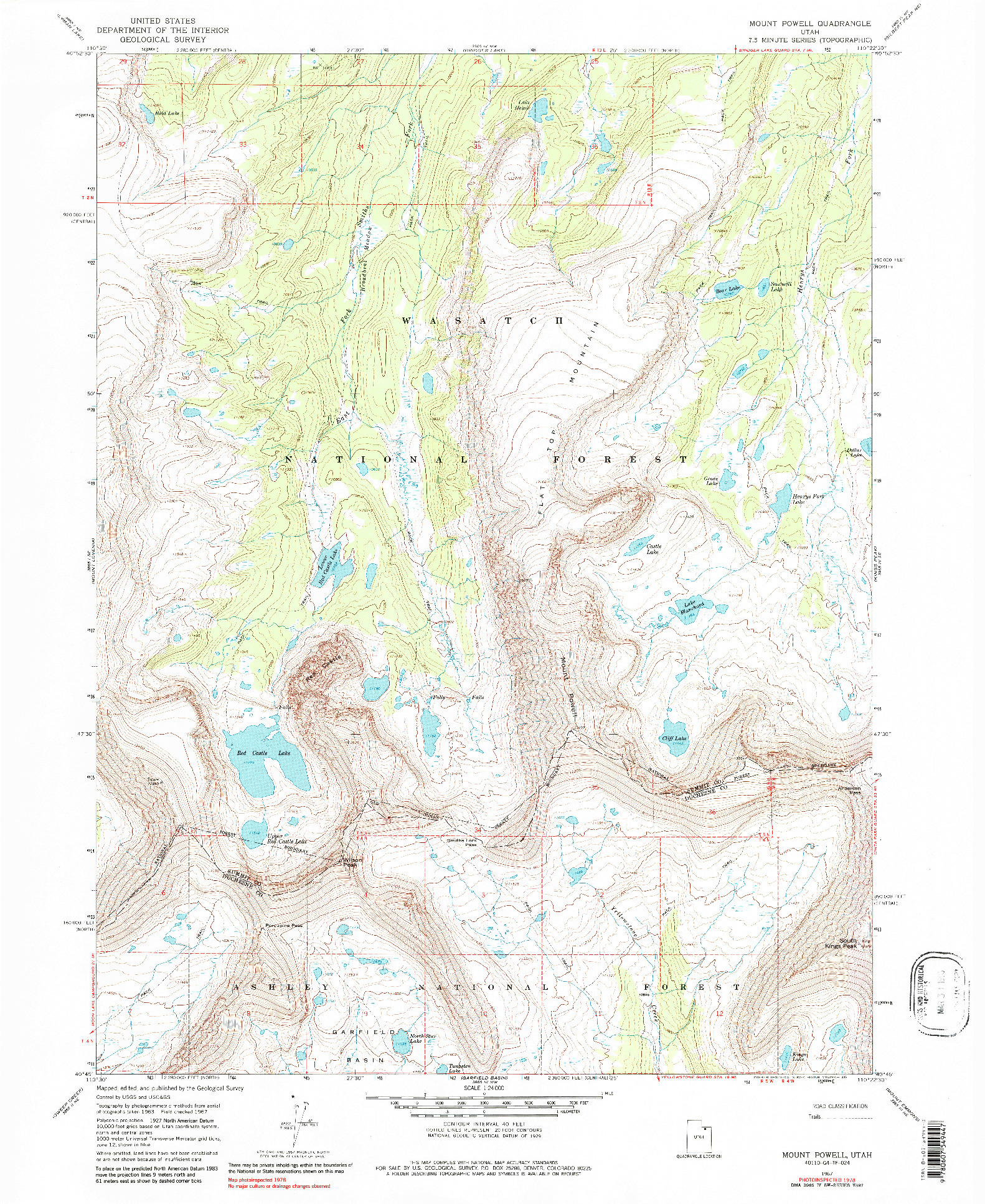 USGS 1:24000-SCALE QUADRANGLE FOR MOUNT POWELL, UT 1967