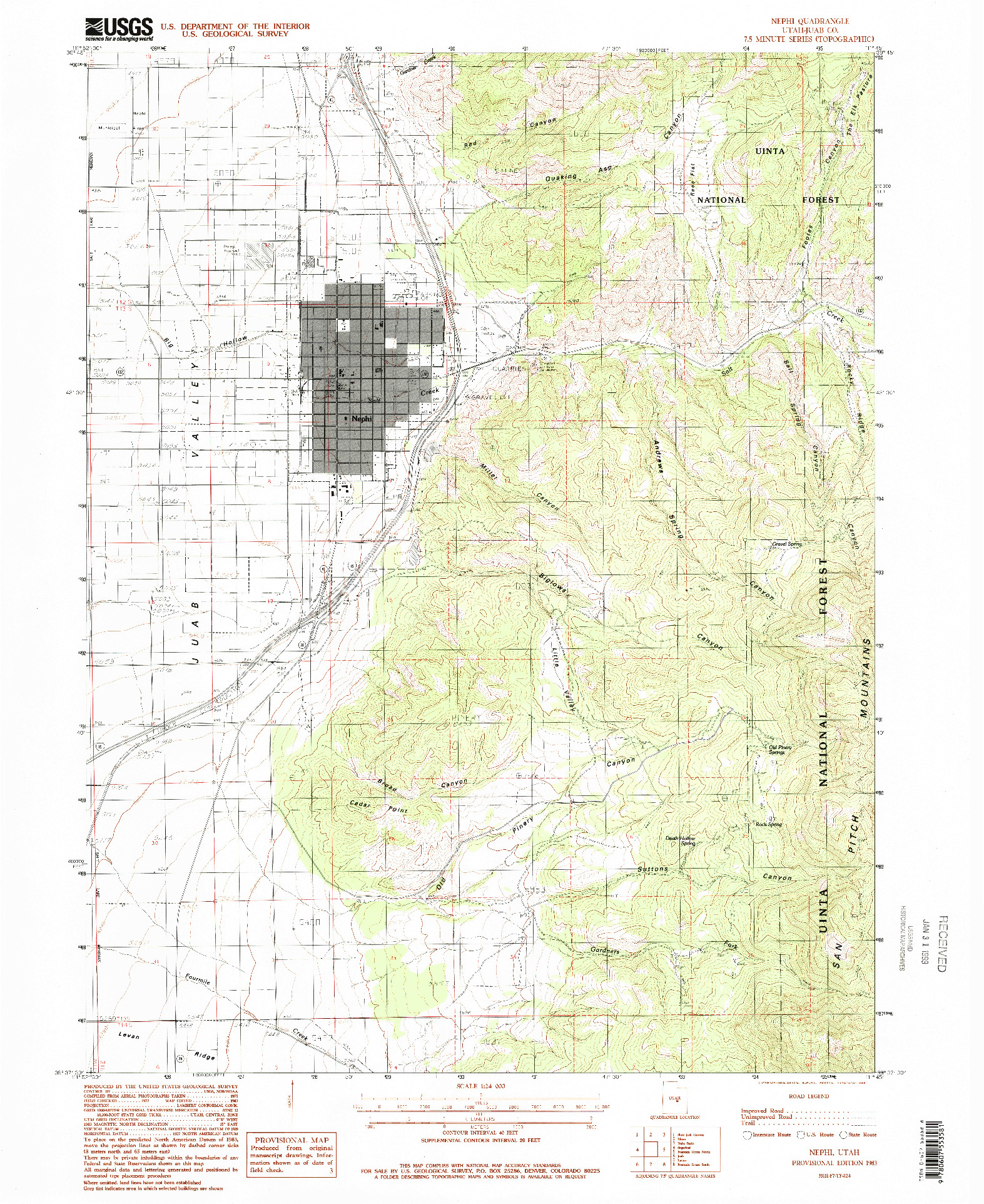 USGS 1:24000-SCALE QUADRANGLE FOR NEPHI, UT 1983