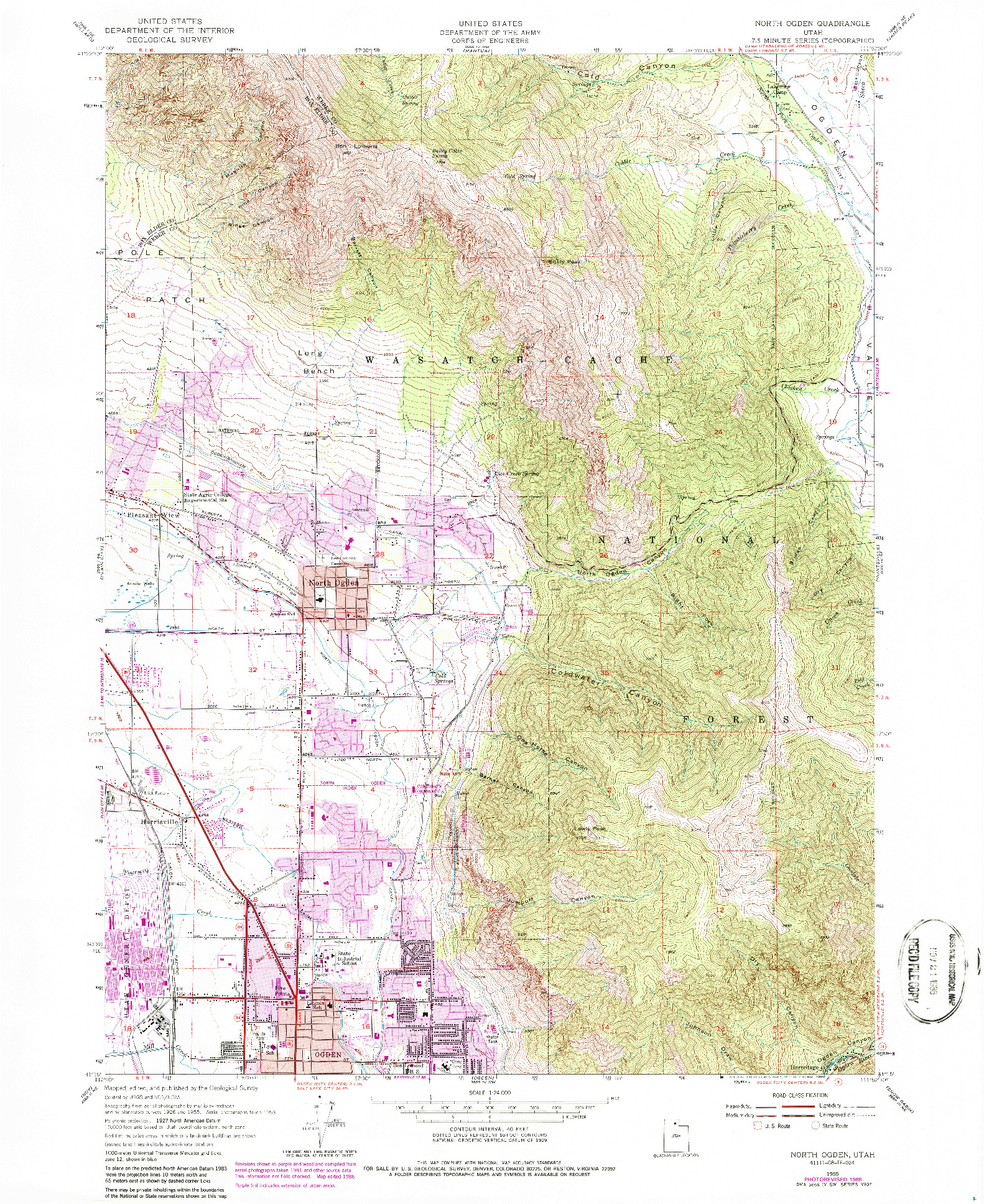 USGS 1:24000-SCALE QUADRANGLE FOR NORTH OGDEN, UT 1955