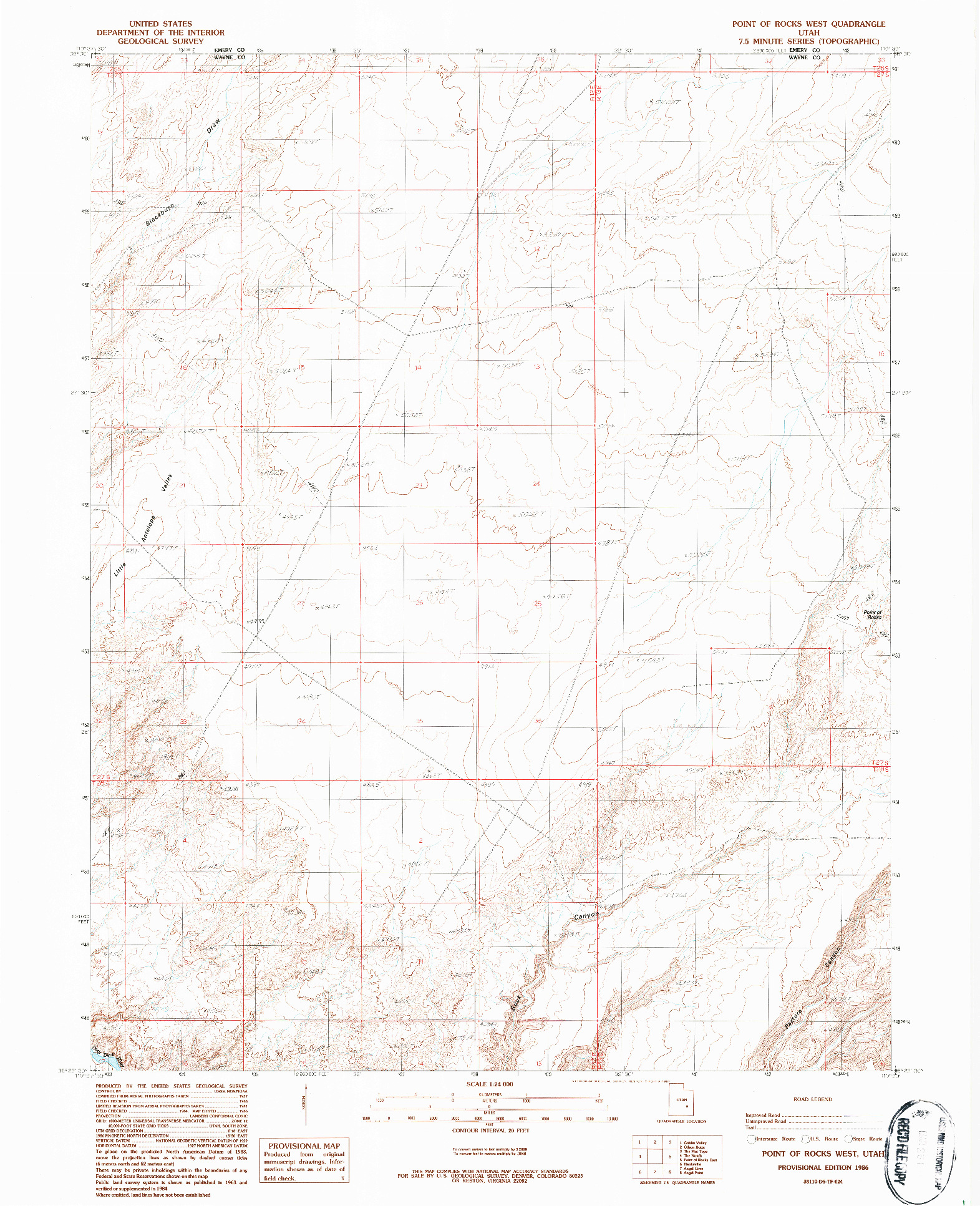 USGS 1:24000-SCALE QUADRANGLE FOR POINT OF ROCKS WEST, UT 1986