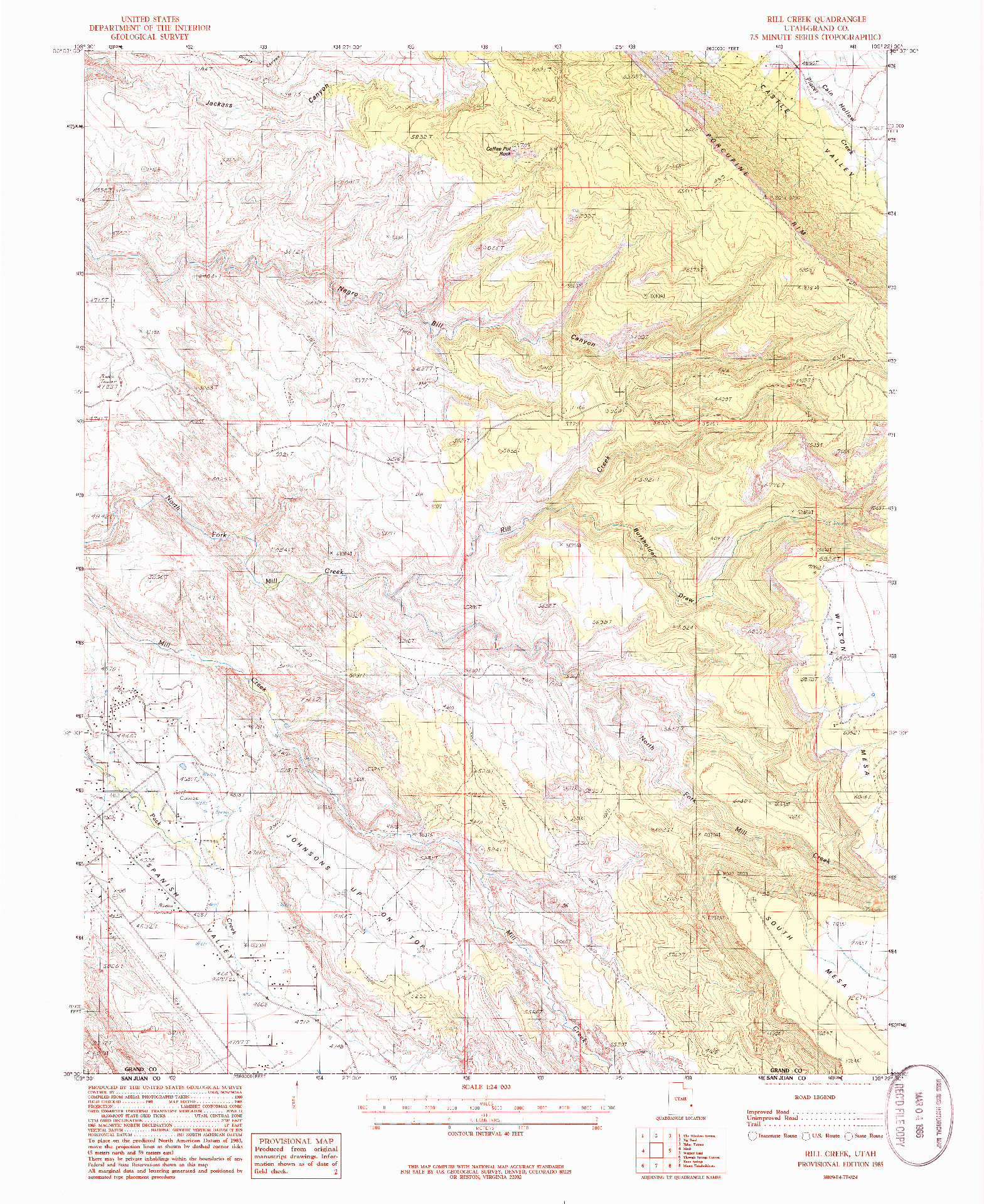 USGS 1:24000-SCALE QUADRANGLE FOR RILL CREEK, UT 1985