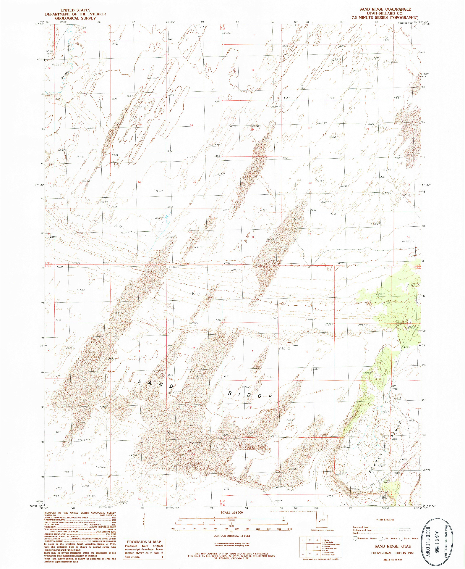 USGS 1:24000-SCALE QUADRANGLE FOR SAND RIDGE, UT 1986