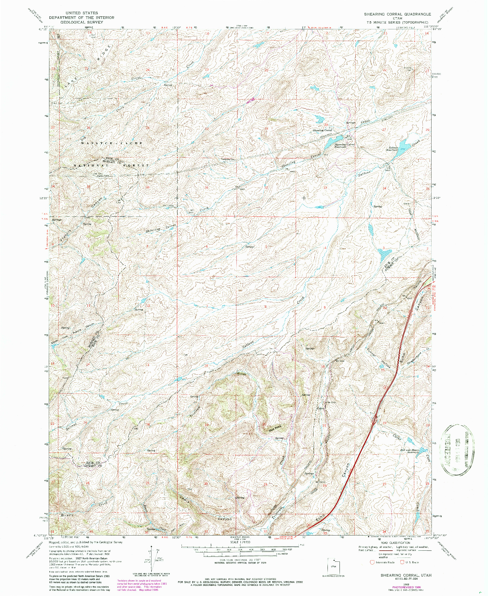 USGS 1:24000-SCALE QUADRANGLE FOR SHEARING CORRAL, UT 1968