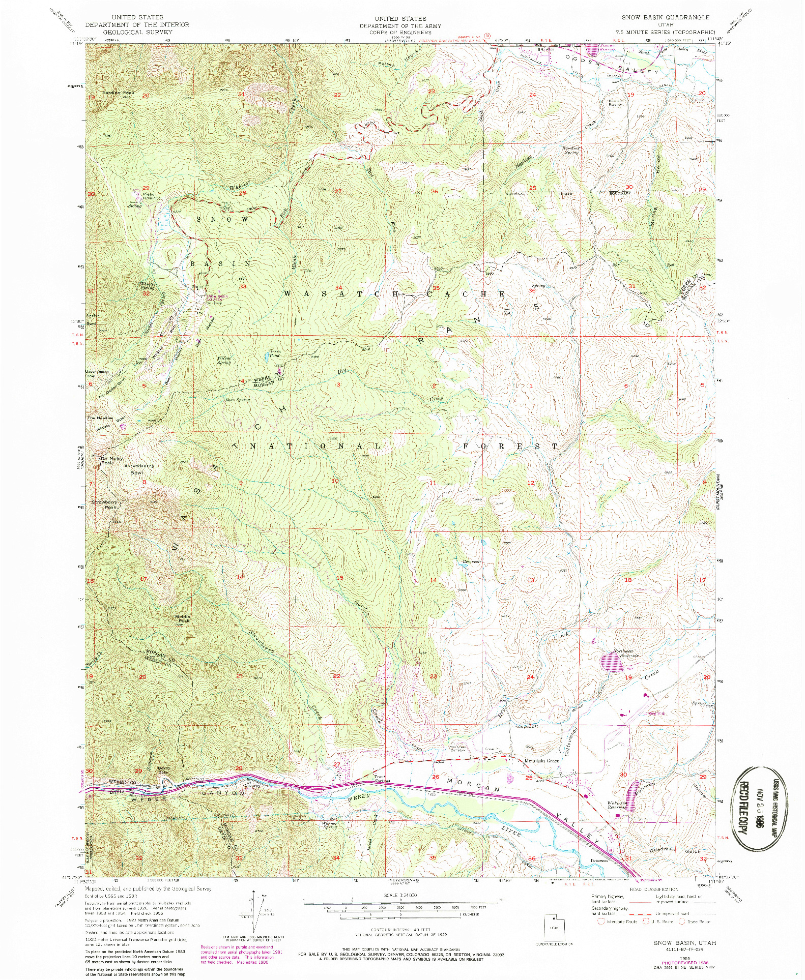 USGS 1:24000-SCALE QUADRANGLE FOR SNOW BASIN, UT 1955