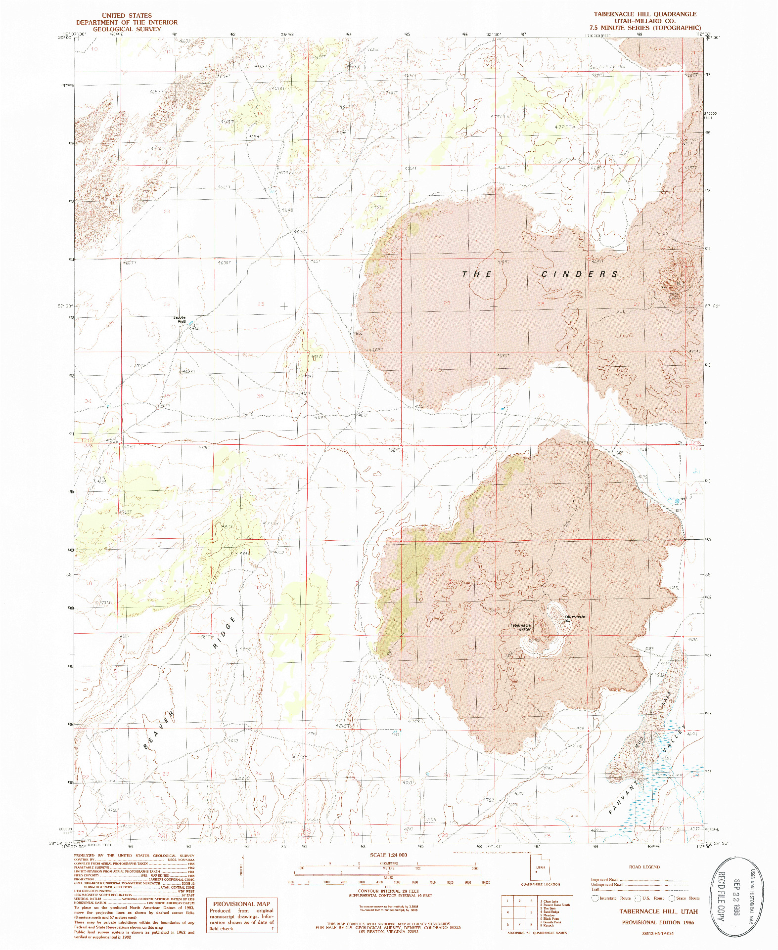 USGS 1:24000-SCALE QUADRANGLE FOR TABERNACLE HILL, UT 1986