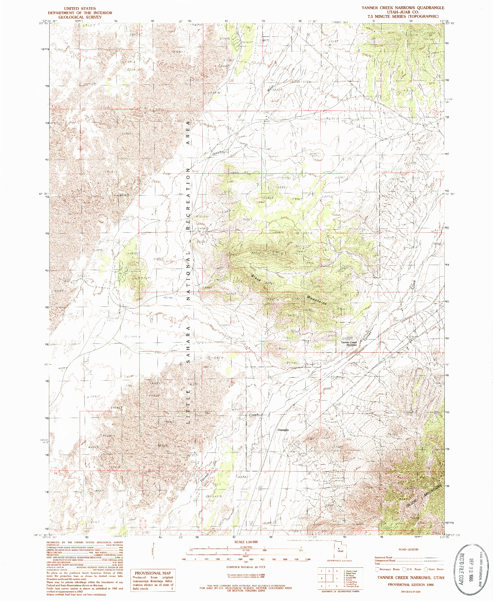 USGS 1:24000-SCALE QUADRANGLE FOR TANNER CREEK NARROWS, UT 1986
