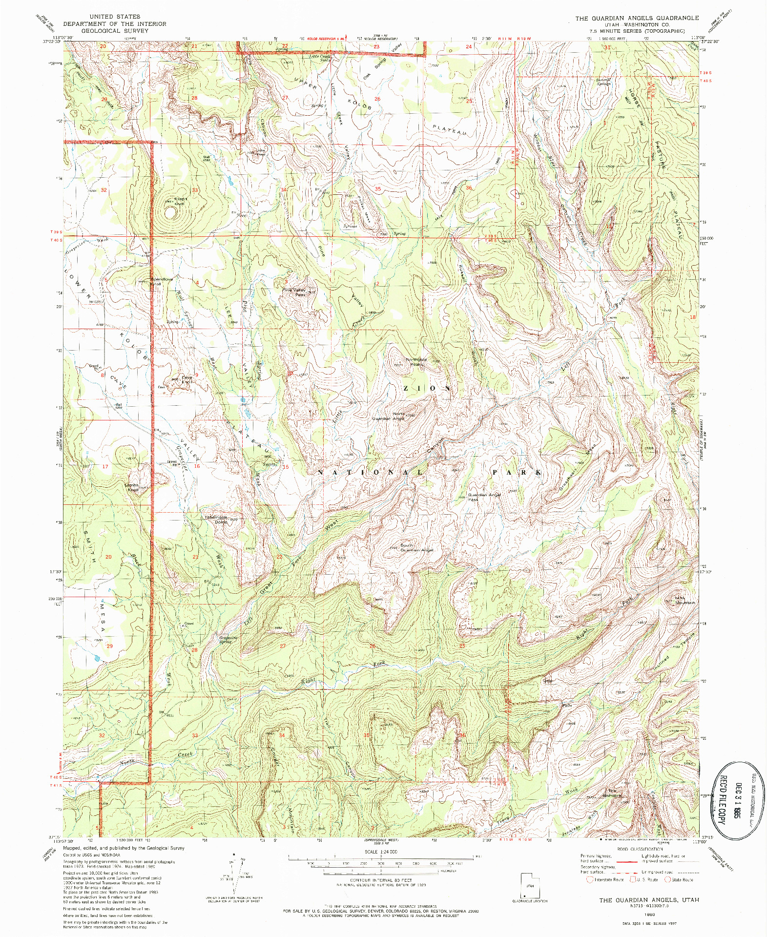 USGS 1:24000-SCALE QUADRANGLE FOR THE GUARDIAN ANGELS, UT 1980