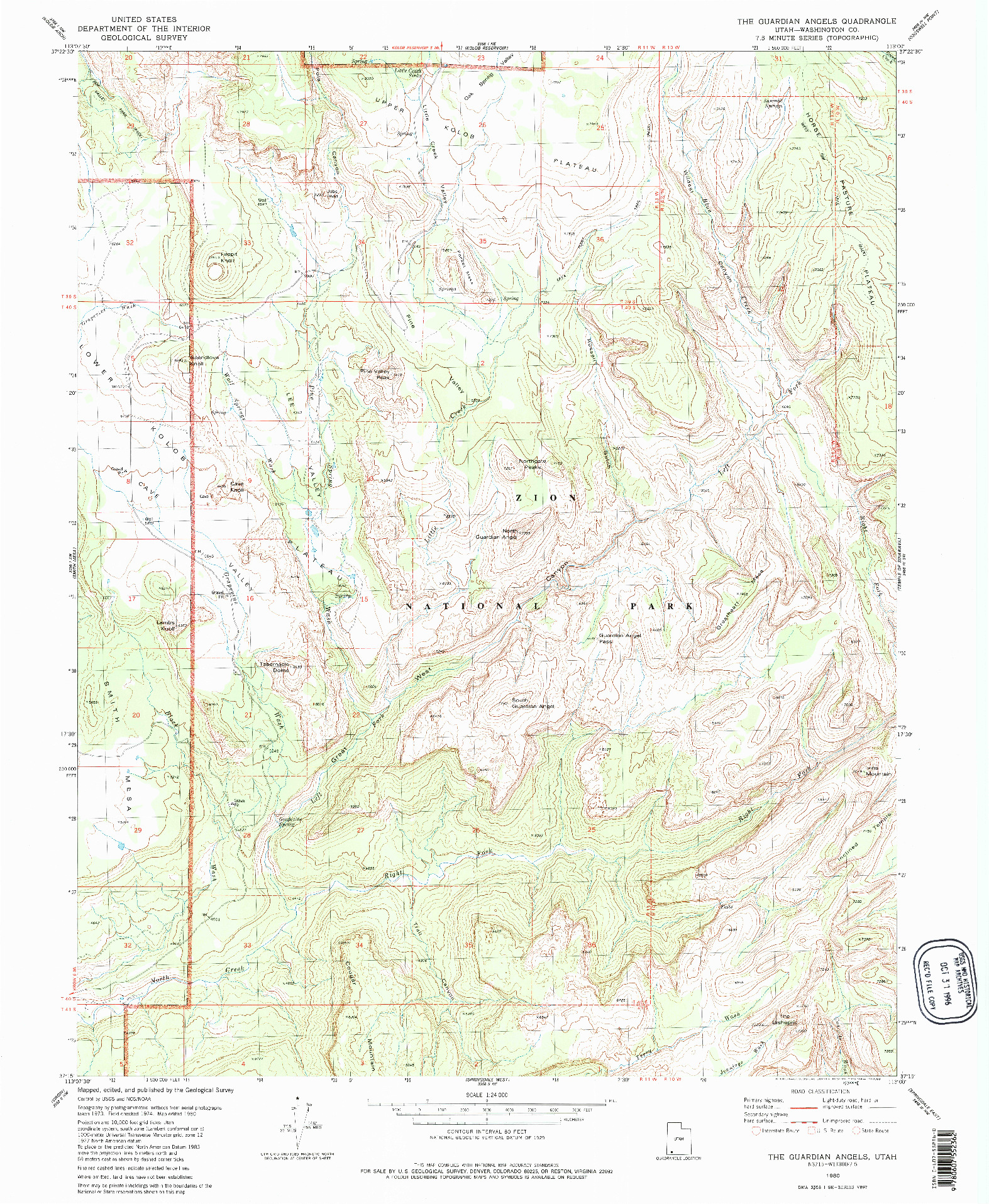 USGS 1:24000-SCALE QUADRANGLE FOR THE GUARDIAN ANGELS, UT 1980