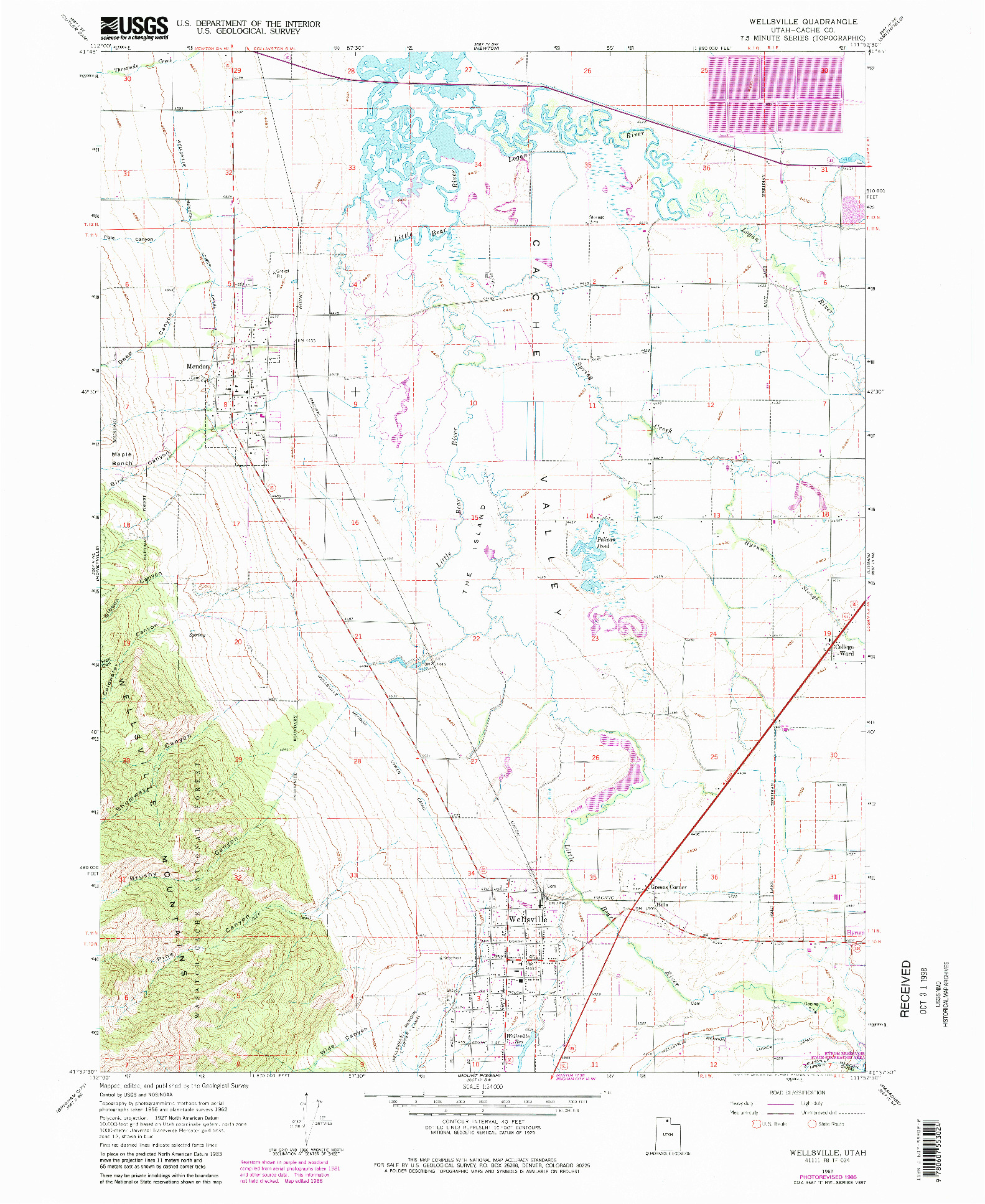 USGS 1:24000-SCALE QUADRANGLE FOR WELLSVILLE, UT 1962