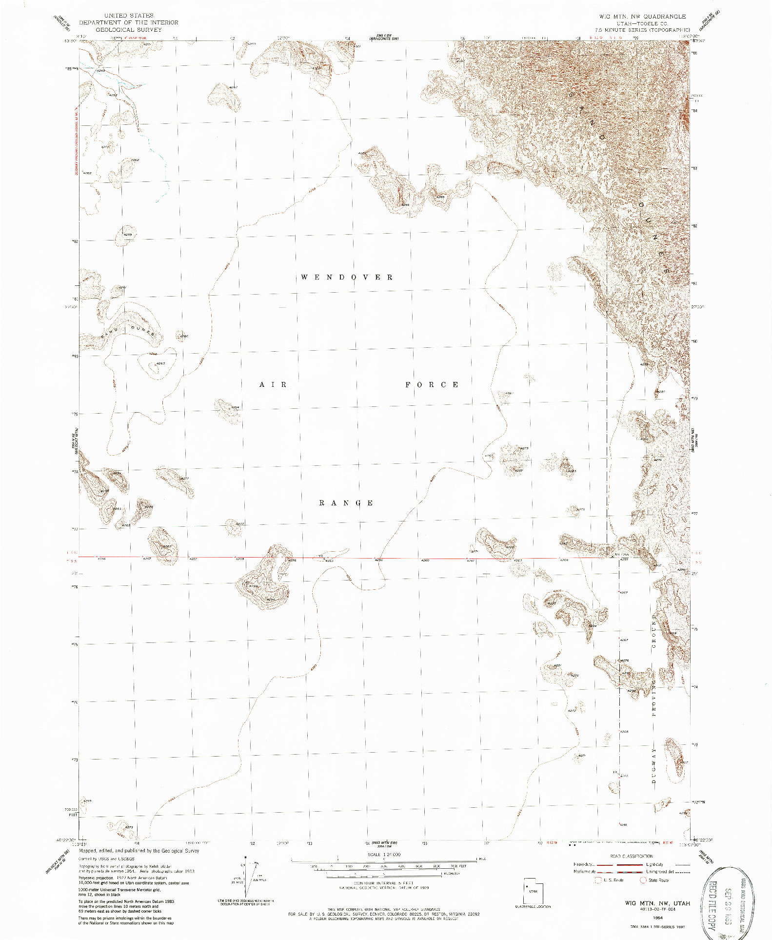 USGS 1:24000-SCALE QUADRANGLE FOR WIG MTN NW, UT 1954