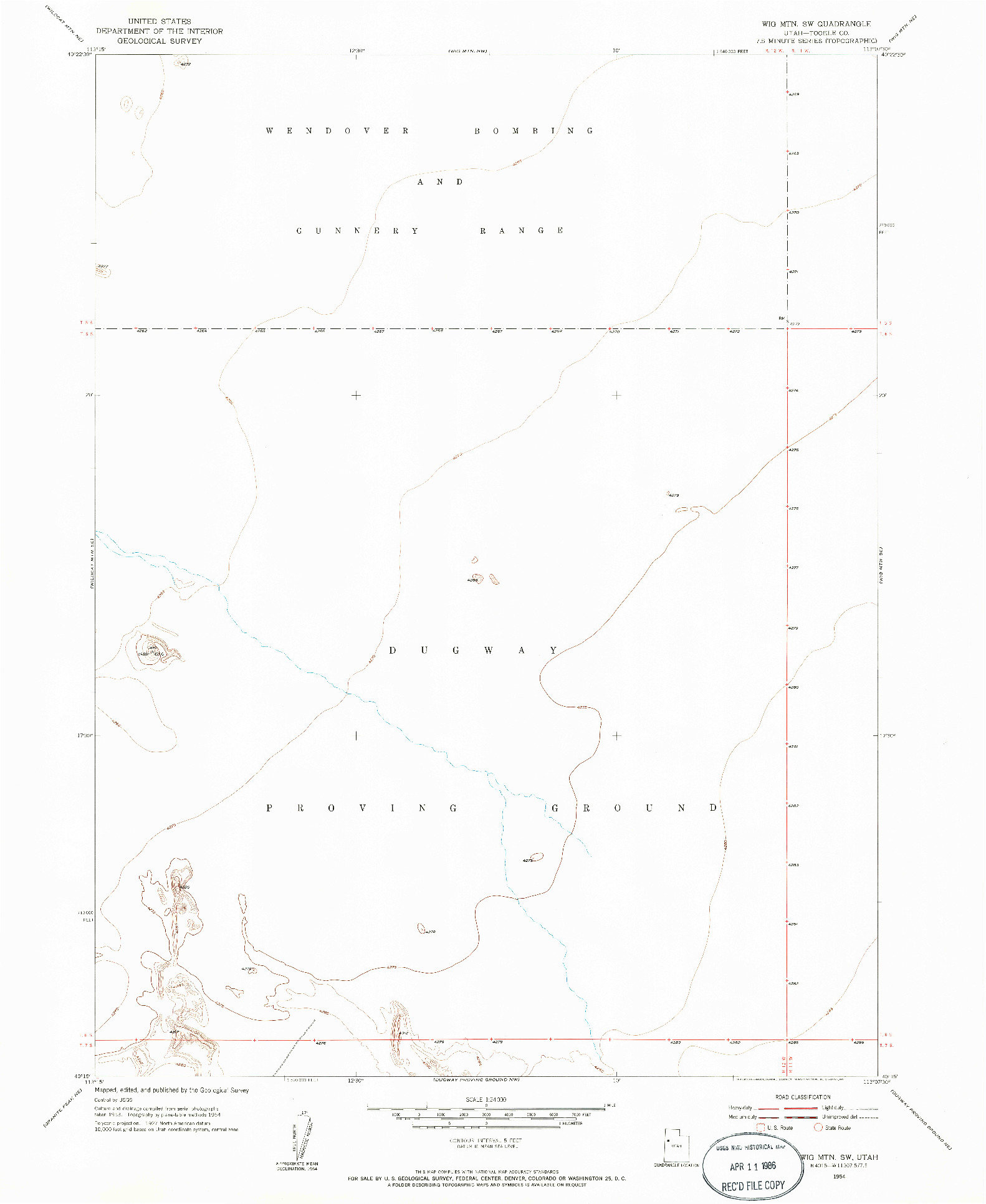 USGS 1:24000-SCALE QUADRANGLE FOR WIG MTN SW, UT 1954