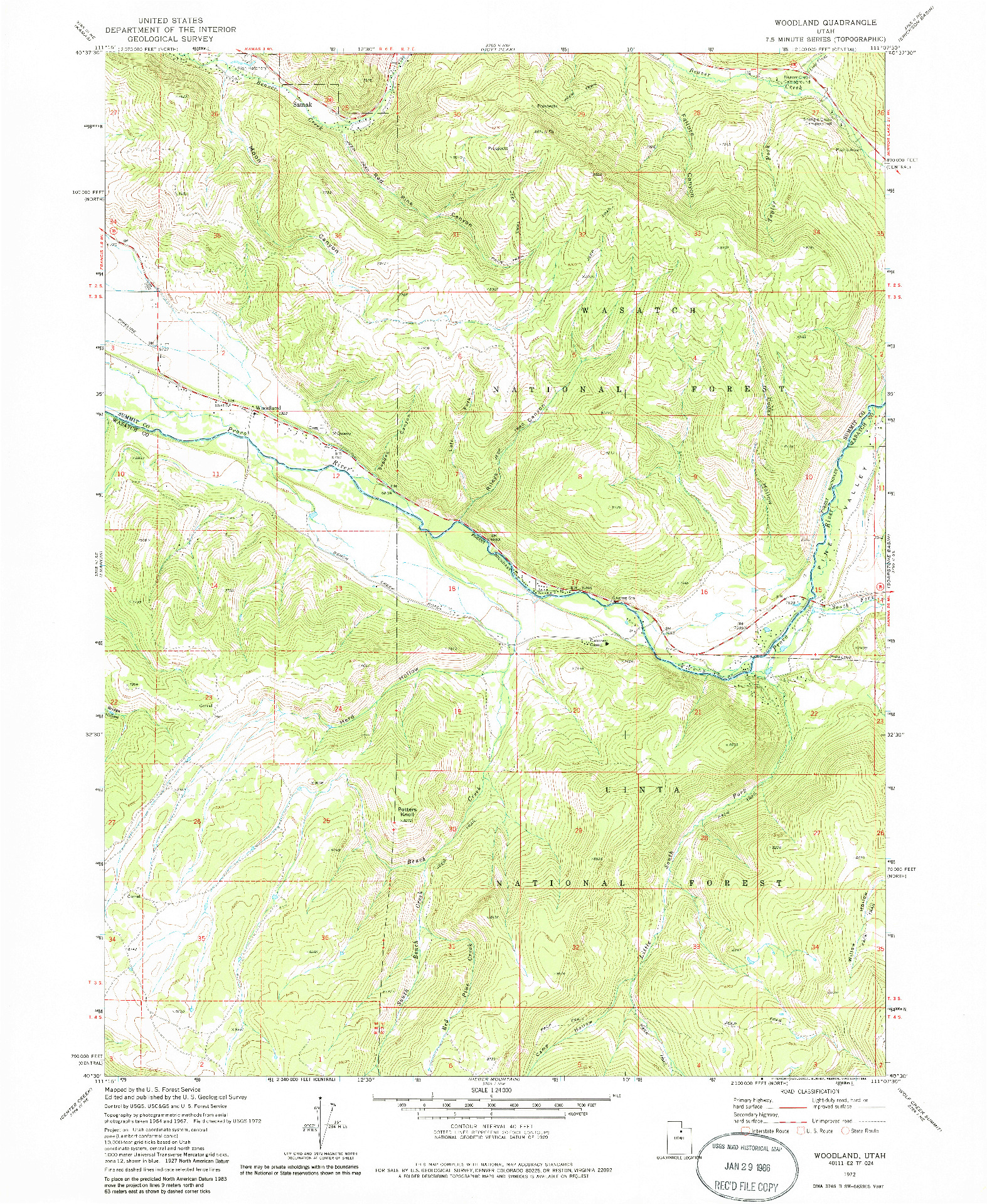 USGS 1:24000-SCALE QUADRANGLE FOR WOODLAND, UT 1972