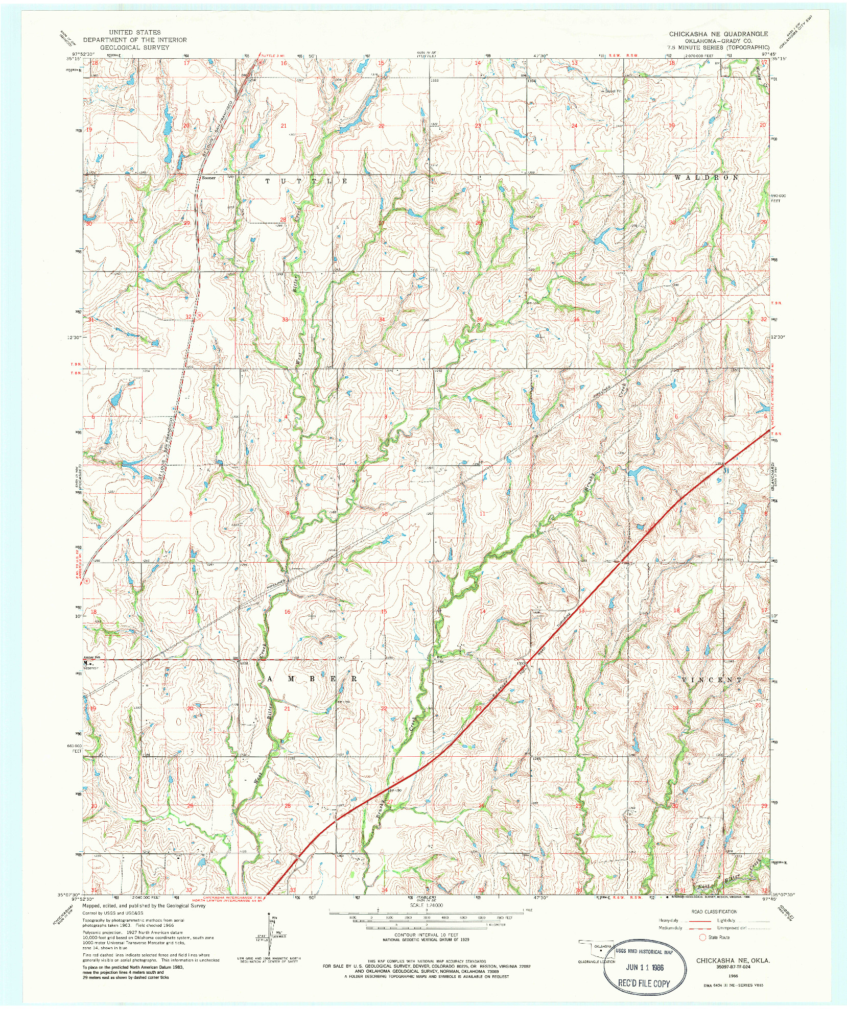 USGS 1:24000-SCALE QUADRANGLE FOR CHICKASHA NE, OK 1966