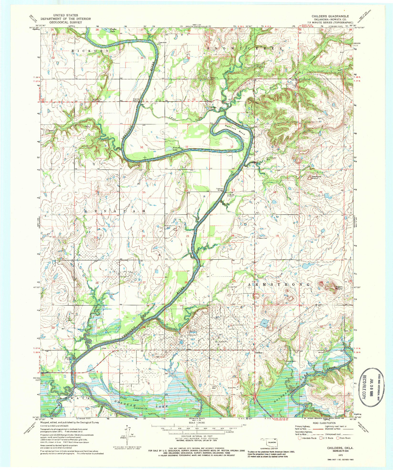 USGS 1:24000-SCALE QUADRANGLE FOR CHILDERS, OK 1972