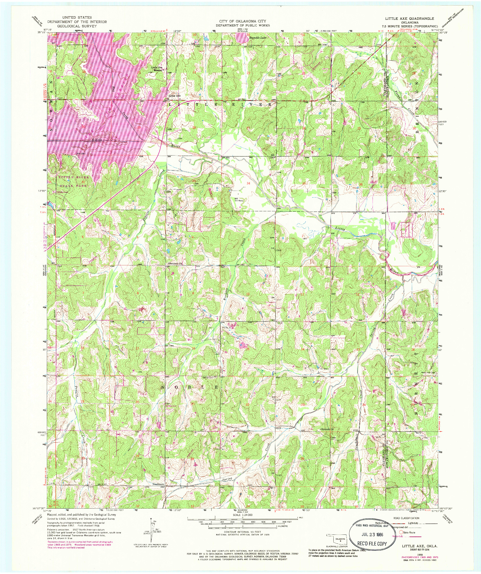 USGS 1:24000-SCALE QUADRANGLE FOR LITTLE AXE, OK 1958