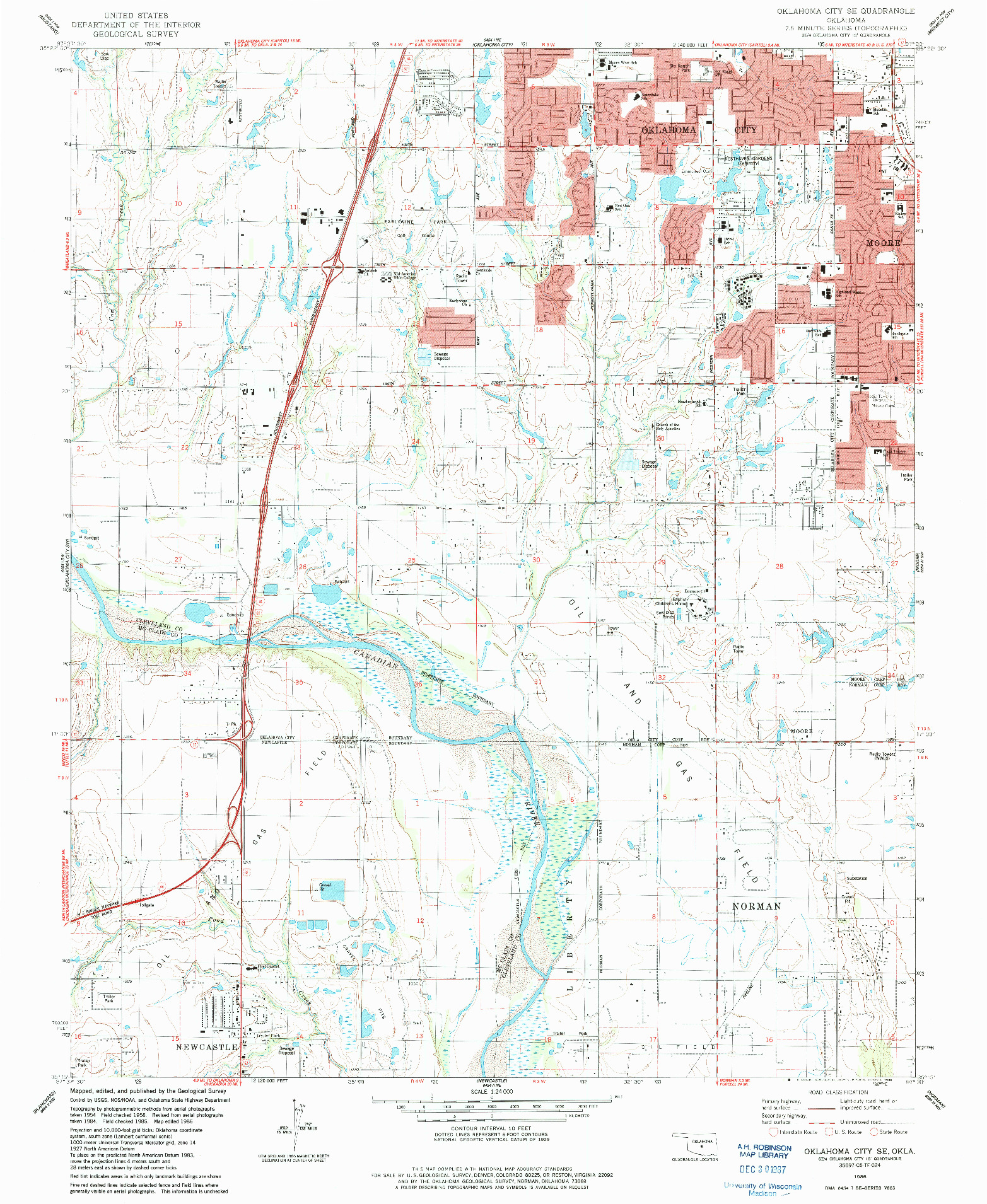 USGS 1:24000-SCALE QUADRANGLE FOR OKLAHOMA CITY SE, OK 1986