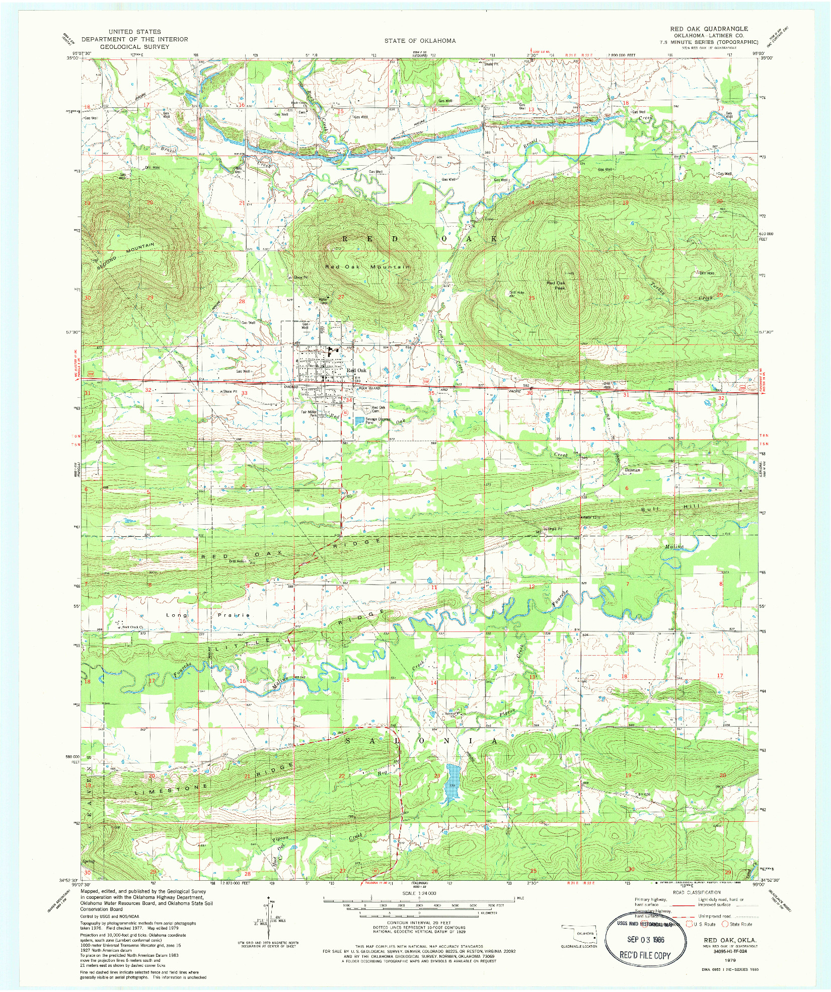 USGS 1:24000-SCALE QUADRANGLE FOR RED OAK, OK 1979