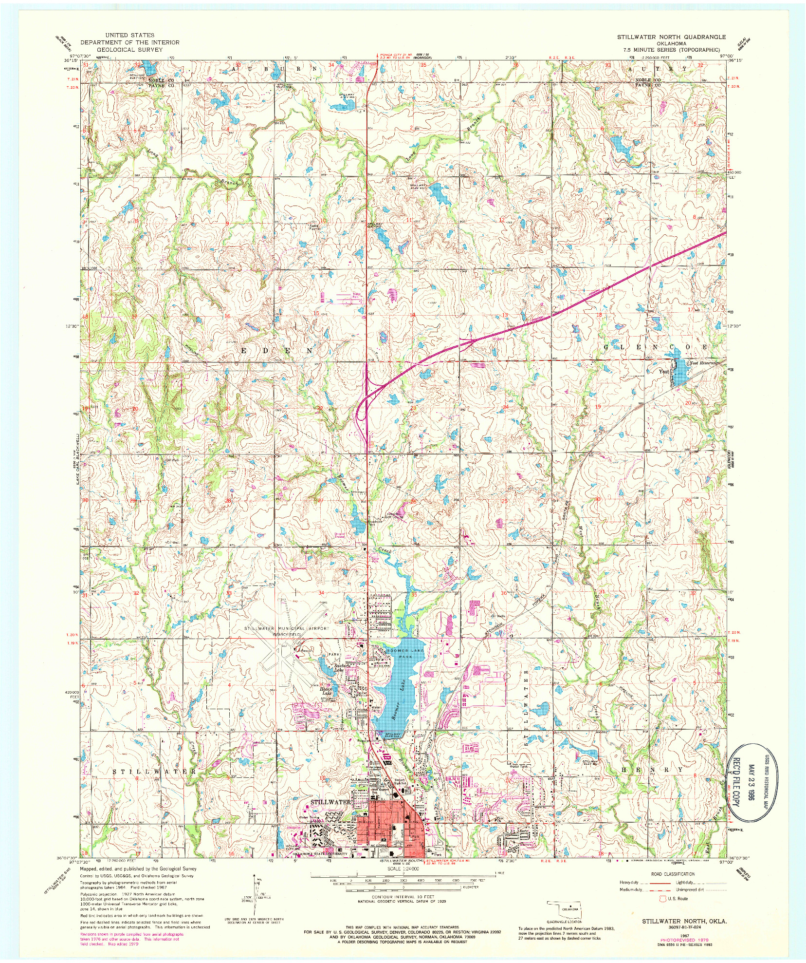 USGS 1:24000-SCALE QUADRANGLE FOR STILLWATER NORTH, OK 1967