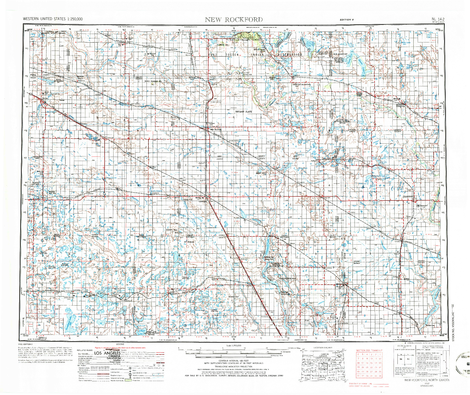 USGS 1:250000-SCALE QUADRANGLE FOR NEW ROCKFORD, ND 1952