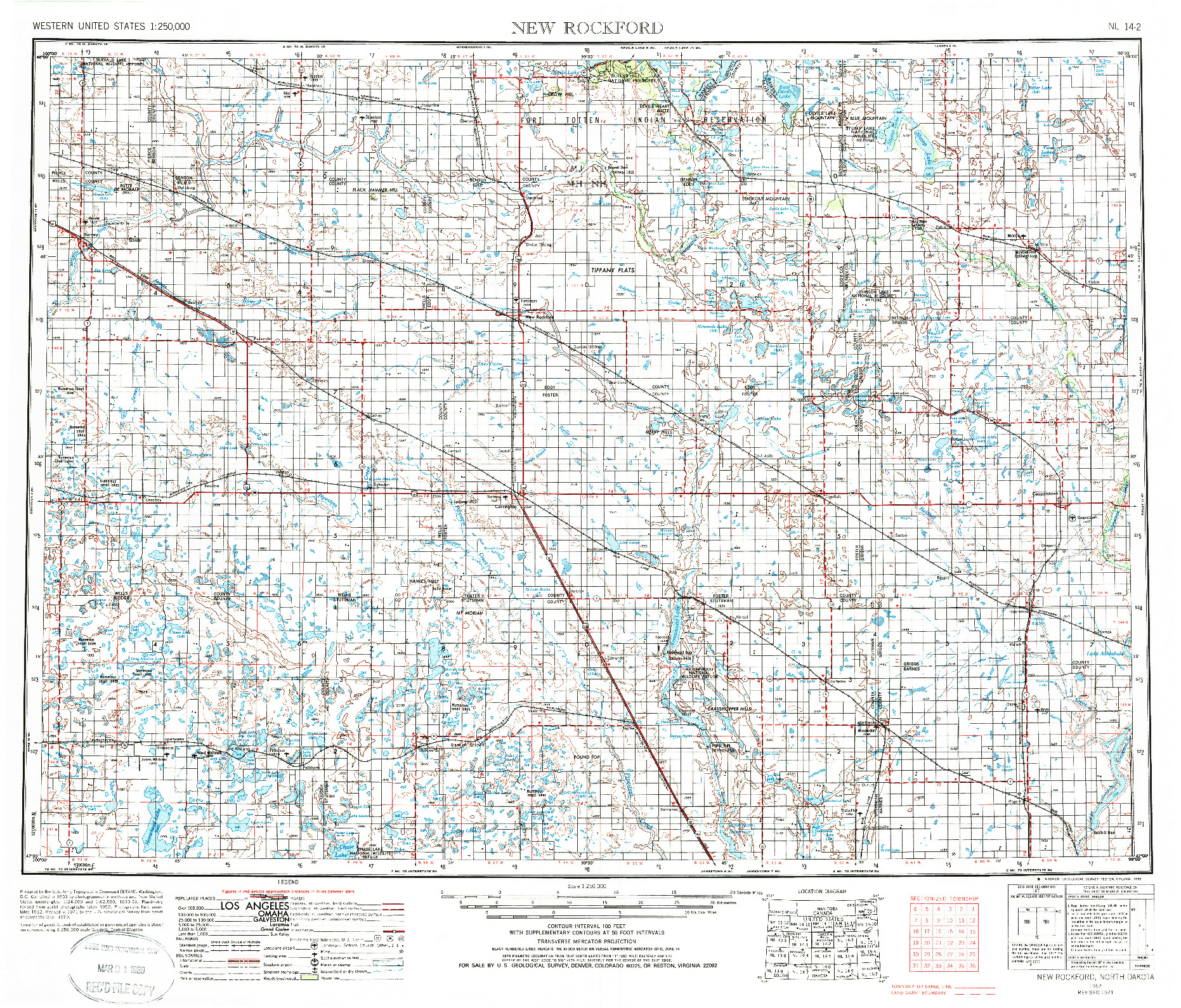 USGS 1:250000-SCALE QUADRANGLE FOR NEW ROCKFORD, ND 1952