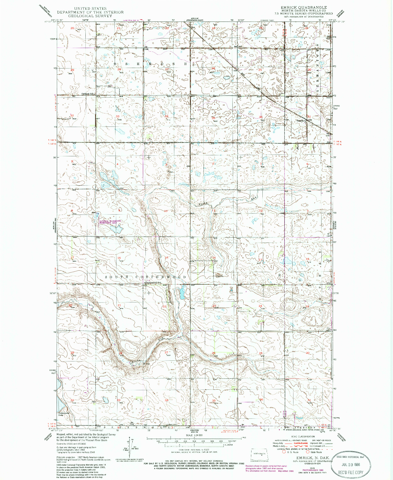 USGS 1:24000-SCALE QUADRANGLE FOR EMRICK, ND 1949