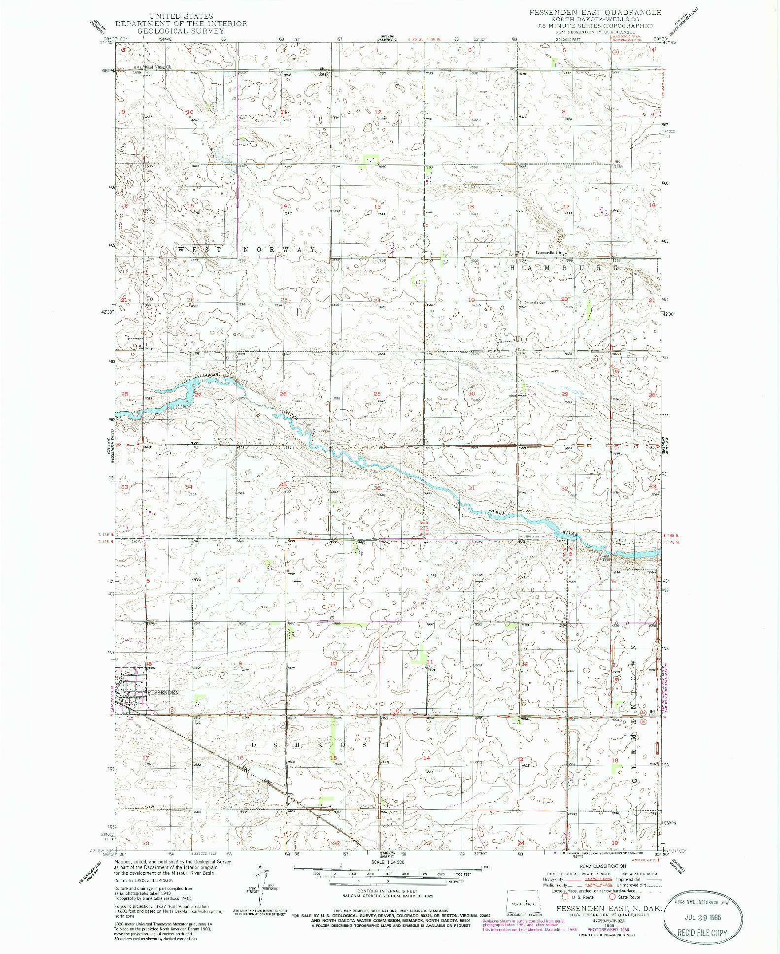 USGS 1:24000-SCALE QUADRANGLE FOR FESSENDEN EAST, ND 1949