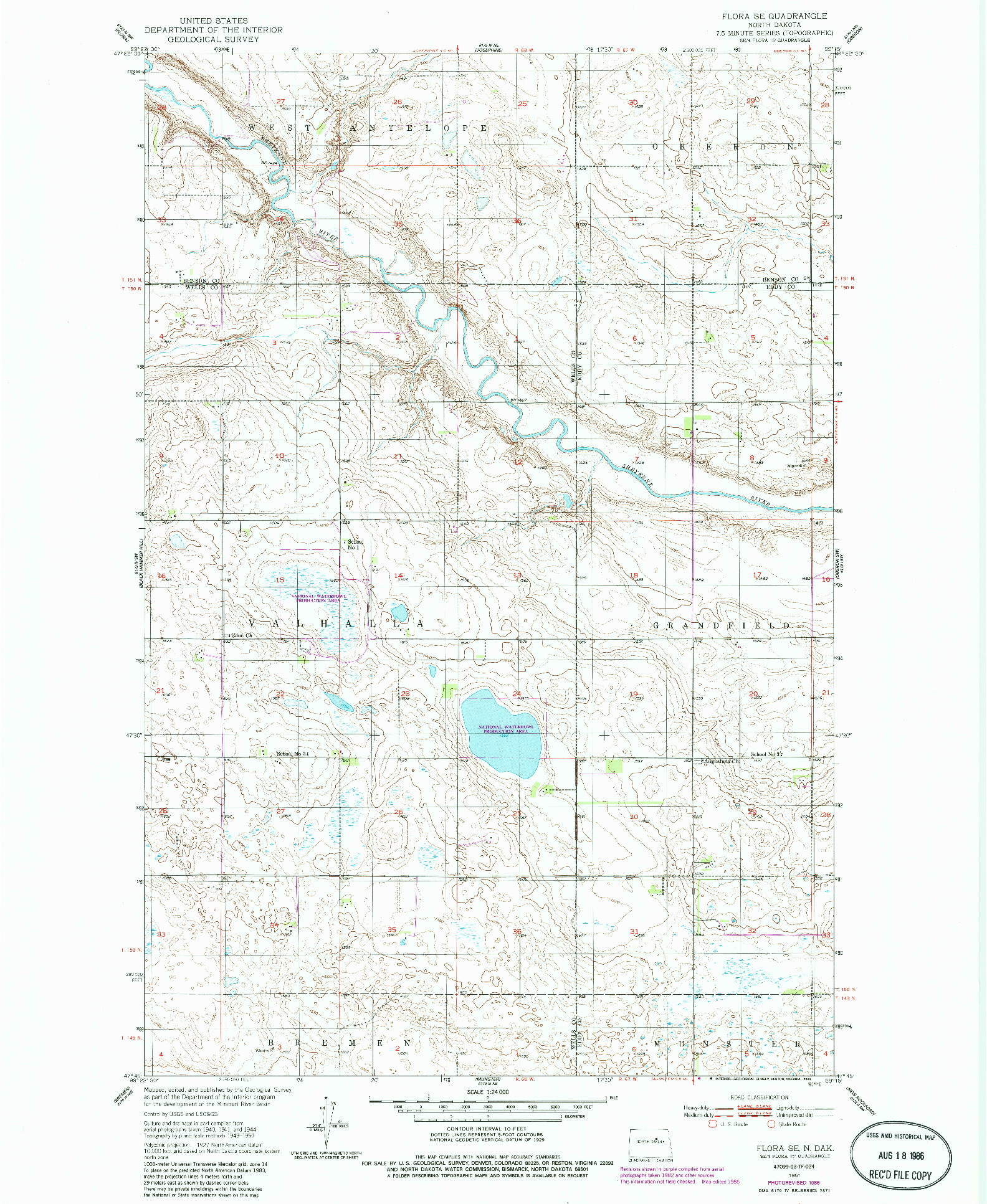 USGS 1:24000-SCALE QUADRANGLE FOR FLORA SE, ND 1951
