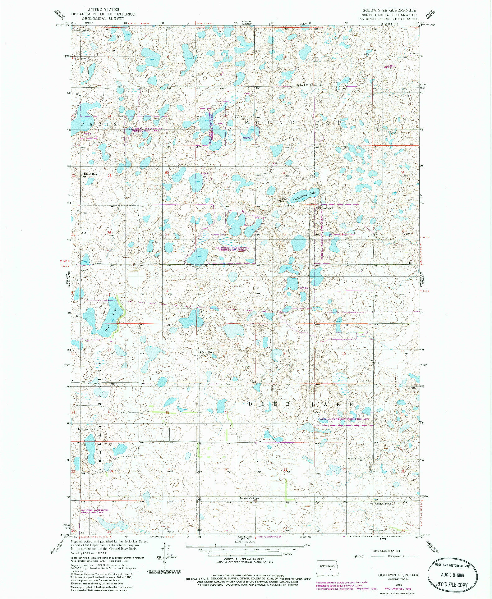 USGS 1:24000-SCALE QUADRANGLE FOR GOLDWIN SE, ND 1958