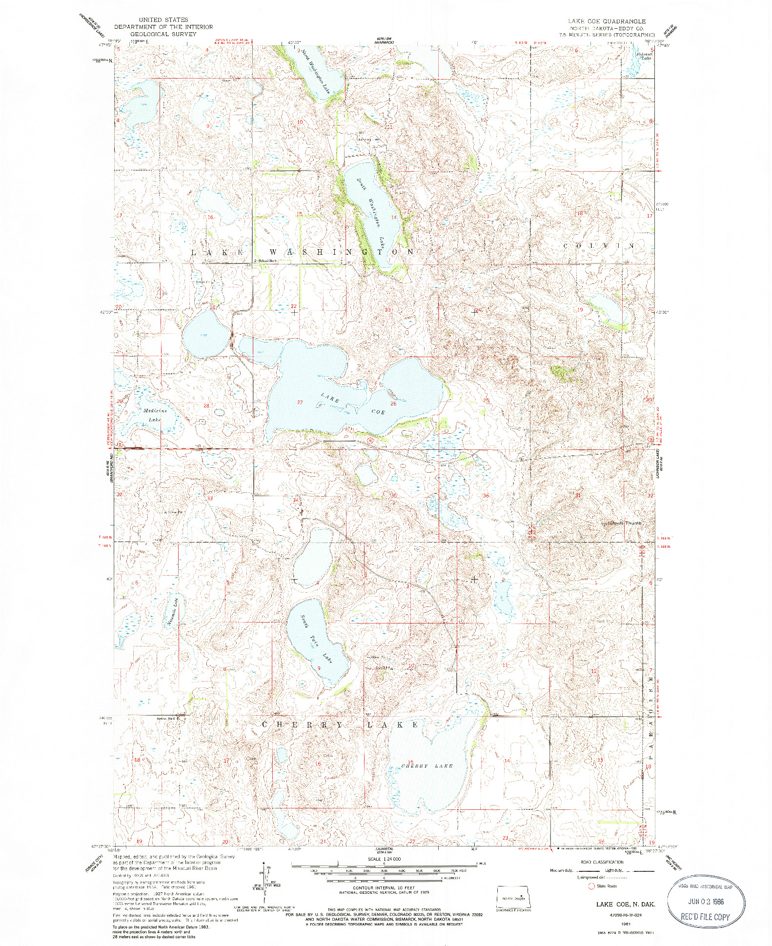 USGS 1:24000-SCALE QUADRANGLE FOR LAKE COE, ND 1961