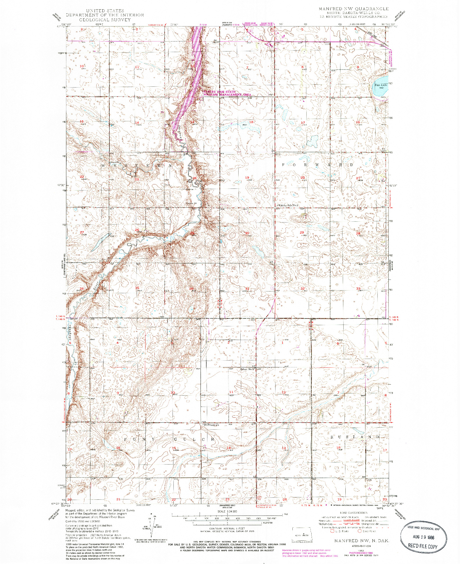 USGS 1:24000-SCALE QUADRANGLE FOR MANFRED NW, ND 1950