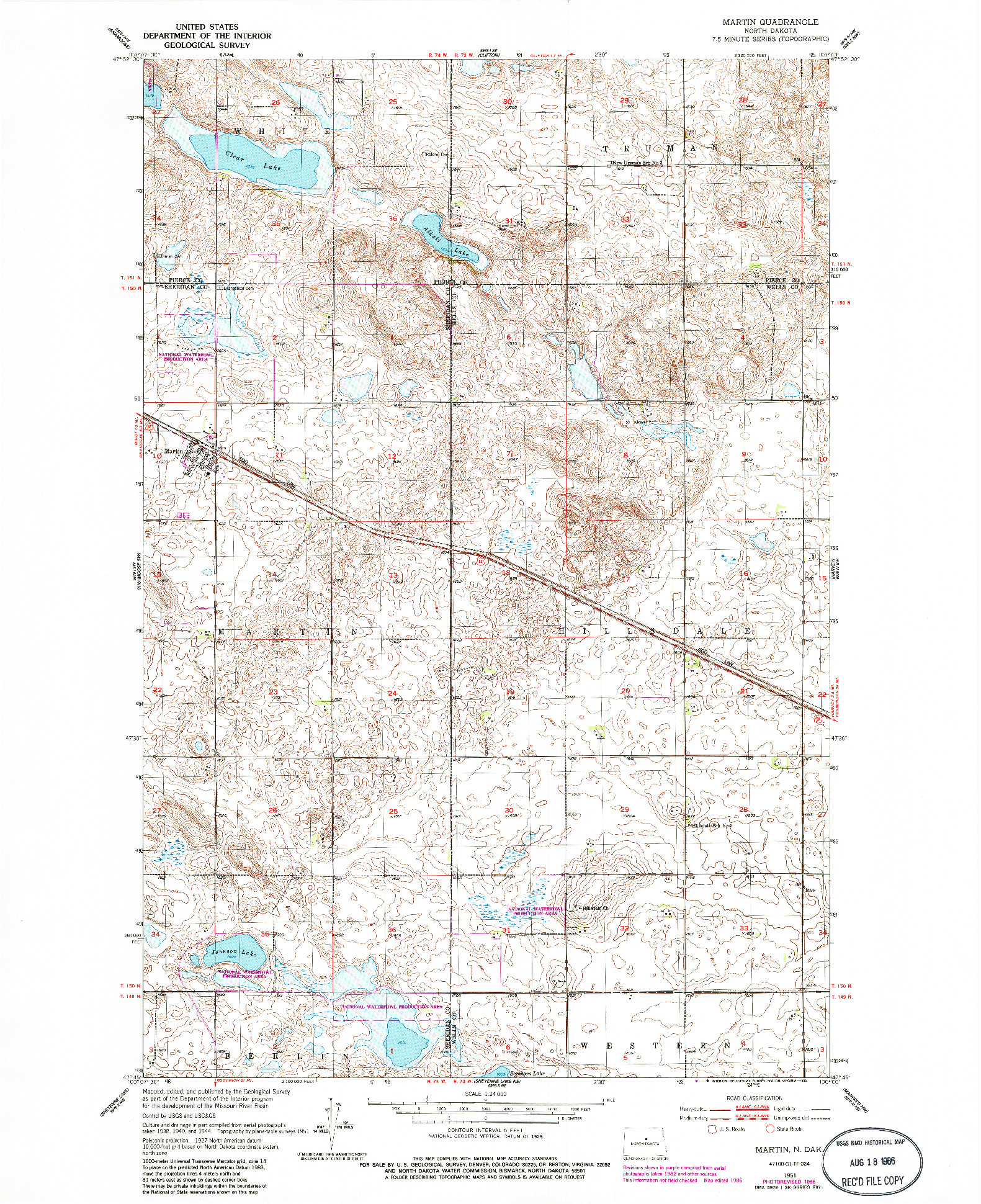 USGS 1:24000-SCALE QUADRANGLE FOR MARTIN, ND 1951