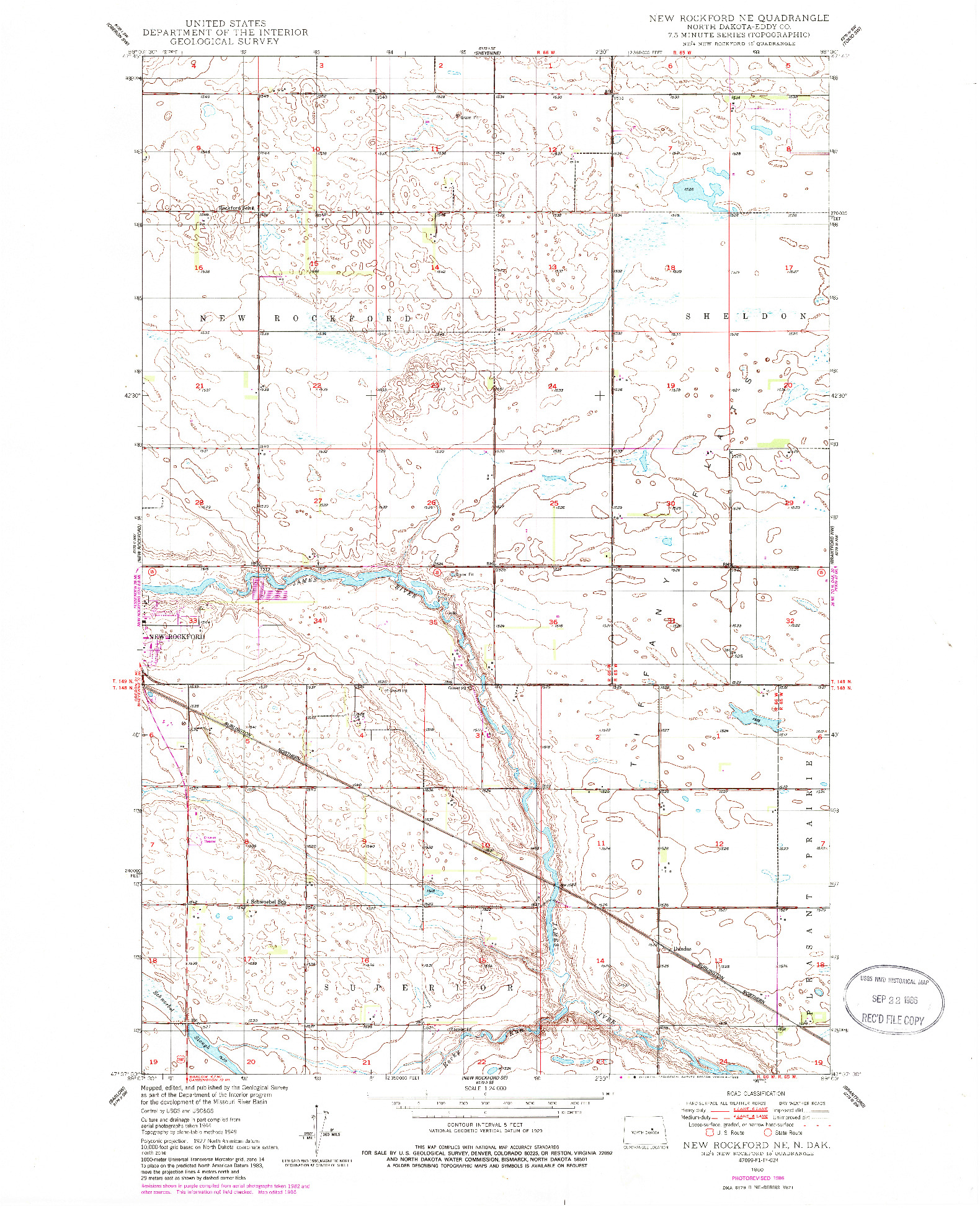 USGS 1:24000-SCALE QUADRANGLE FOR NEW ROCKFORD NE, ND 1950