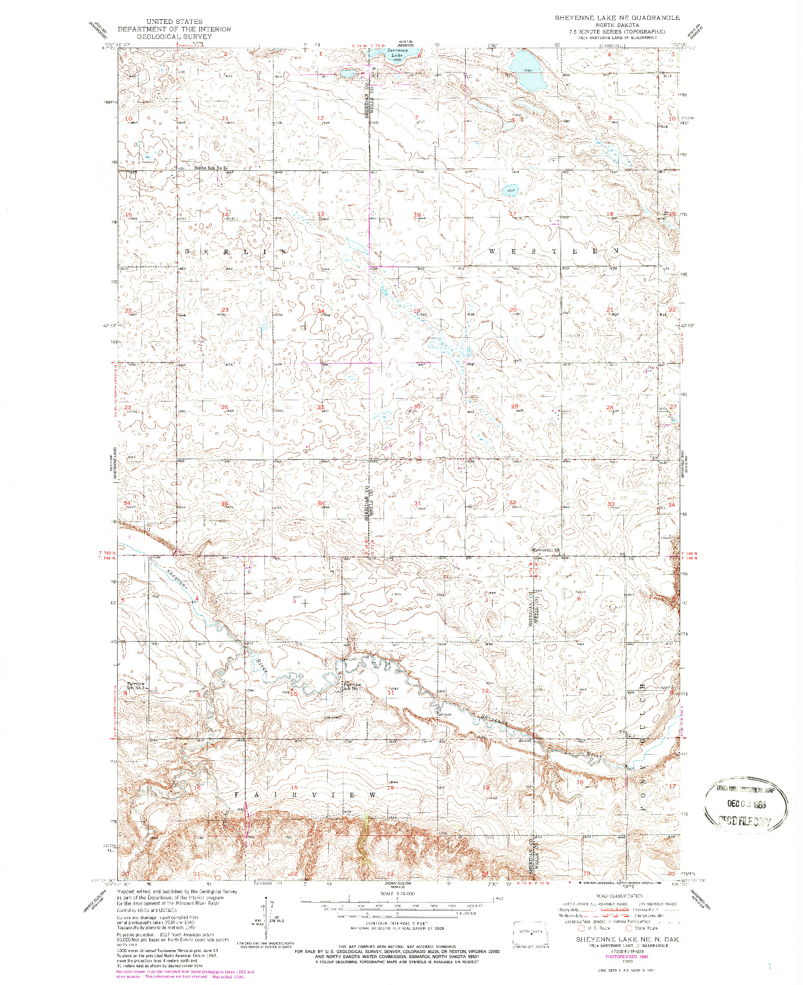 USGS 1:24000-SCALE QUADRANGLE FOR SHEYENNE LAKE NE, ND 1950