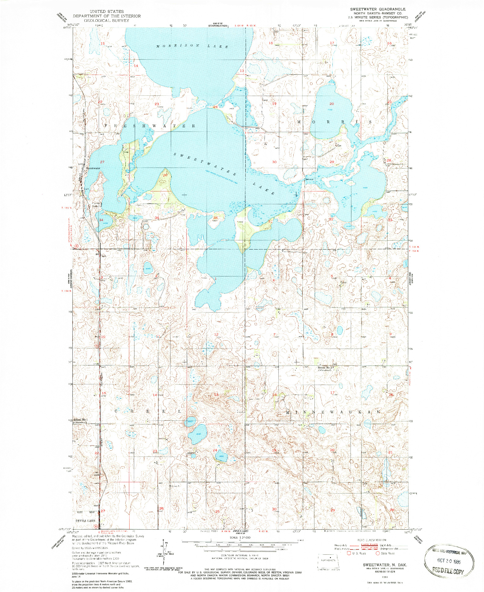 USGS 1:24000-SCALE QUADRANGLE FOR SWEETWATER, ND 1951