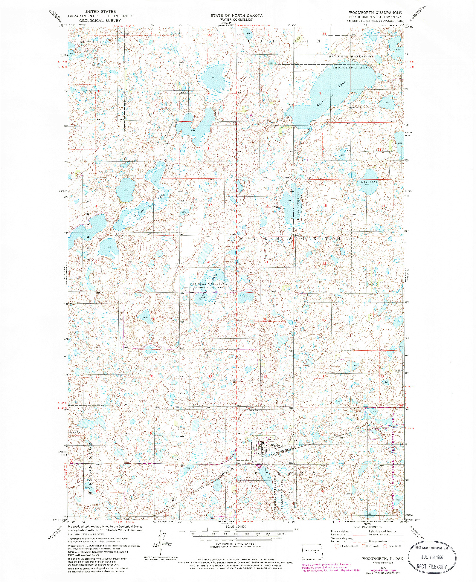 USGS 1:24000-SCALE QUADRANGLE FOR WOODWORTH, ND 1972