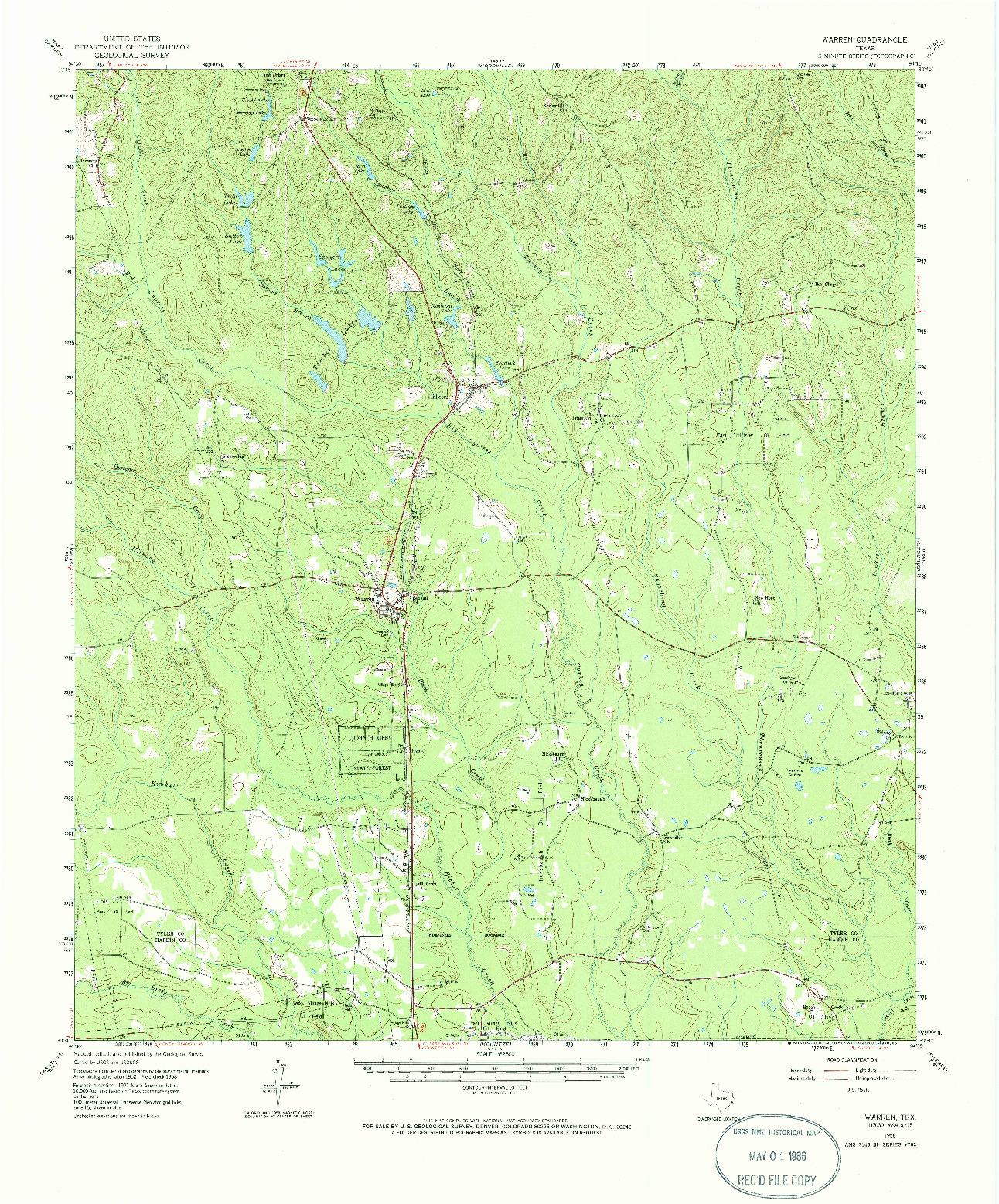 USGS 1:62500-SCALE QUADRANGLE FOR WARREN, TX 1958