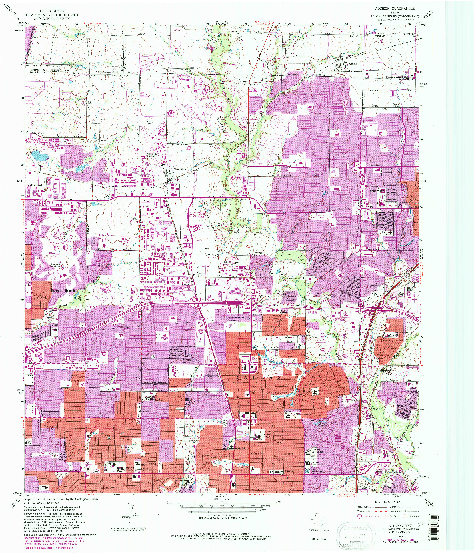 USGS 1:24000-SCALE QUADRANGLE FOR ADDISON, TX 1959